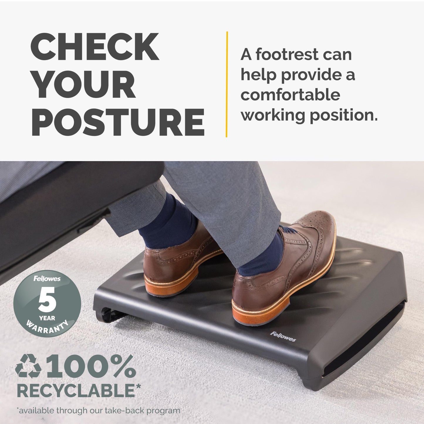 Fellowes Breyta Ergonomic Adjustable Foot Rest Black