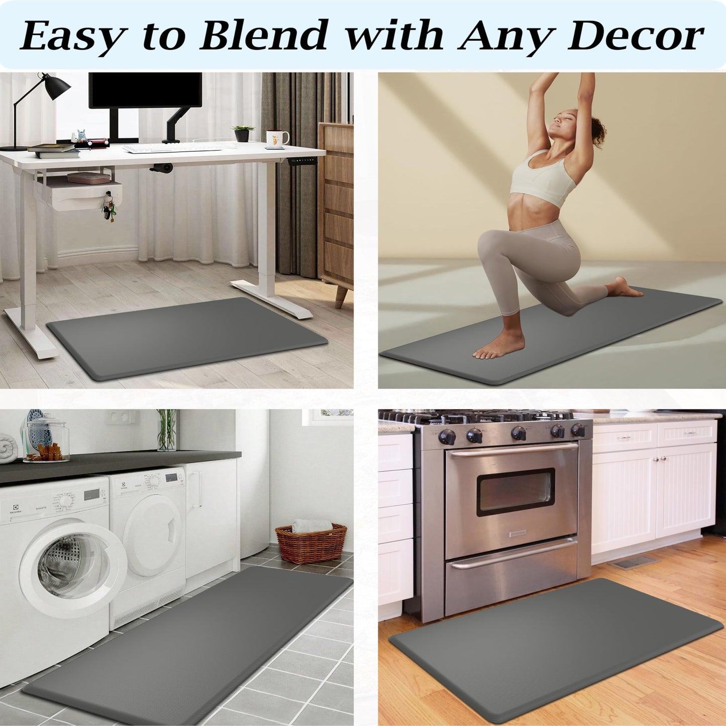 Artnice Kitchen Mats for Floor, 3/4" Extra Thick Cushioned Anti Fatigue Mat, Waterproof Kitchen Rug, Non Slip Heavy Duty Ergonomic Standing Desk Mat for Home, Sink, Office (17.3" x 28",Grey)
