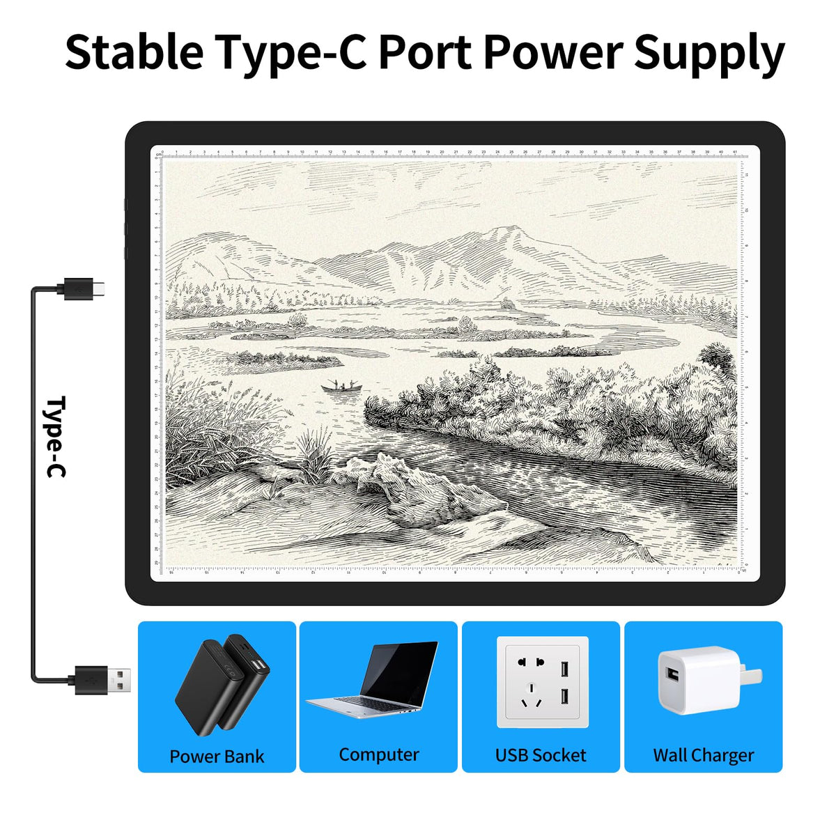 TOHETO A3 Light Board with Bag for Diamond Painting, Super Bright Magnetic Light Pad with Side Buttons, Lightbox for Tracing and Drawing, Corded Light Table for Sketching, Weeding Vinyl (Black)