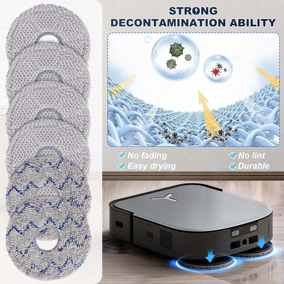Replacement Accessaries Set for Ecovacs Deebot X2 Omni / X2 / X2 Pro / DEX86 Robot Vacuums, 1 Main Brush, 6 Side Brushes, 4 Filter, 6 Mop Pads, 6 Dust Bag, 1 Brush