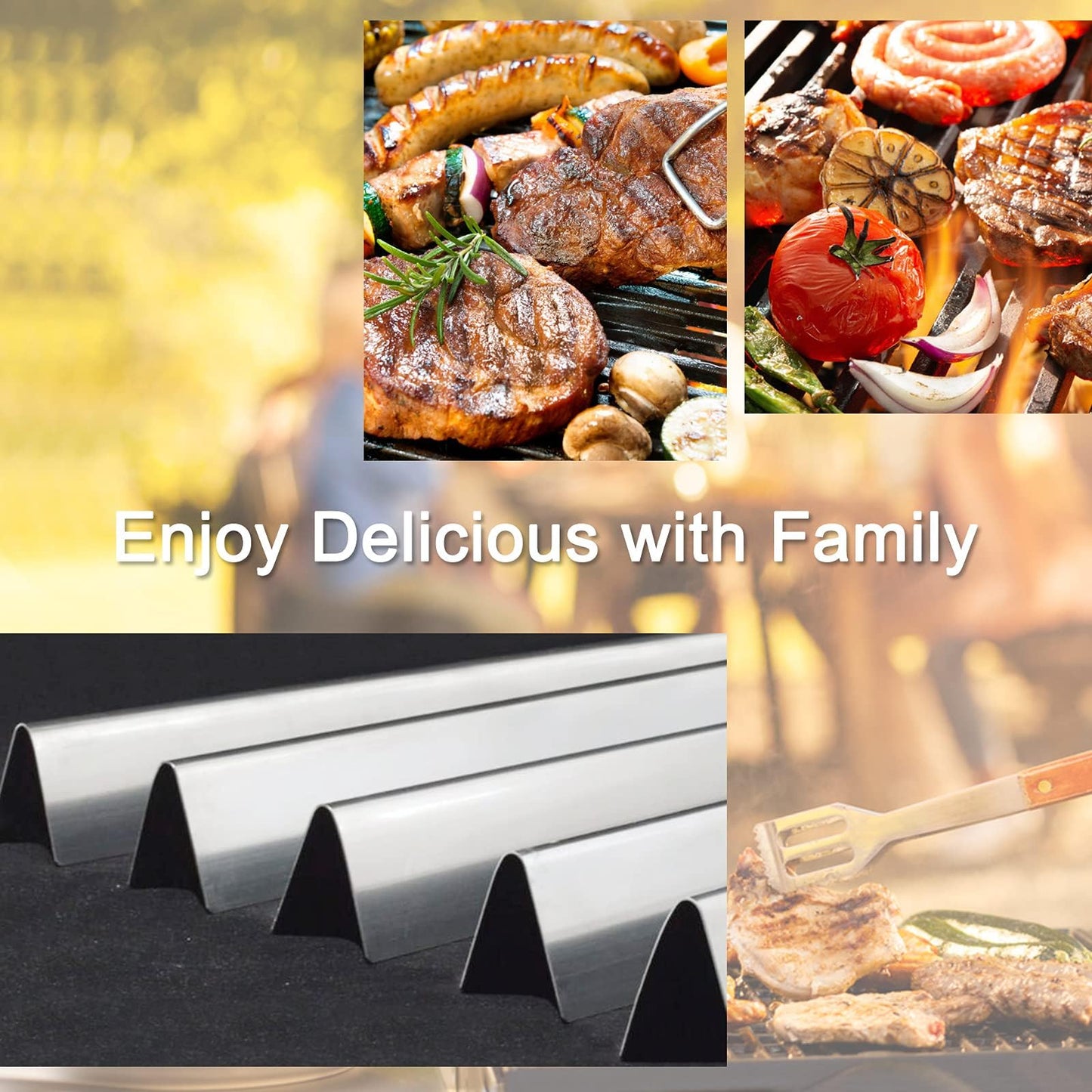 Criditpid Flavorizer Bars & Heat Deflector Kit for Weber Genesis 300 Series E310 E320 E330 EP310 EP320 EP330 with Front Control Knob, Stainless Steel Weber Genesis 300 BBQ Replacement Parts