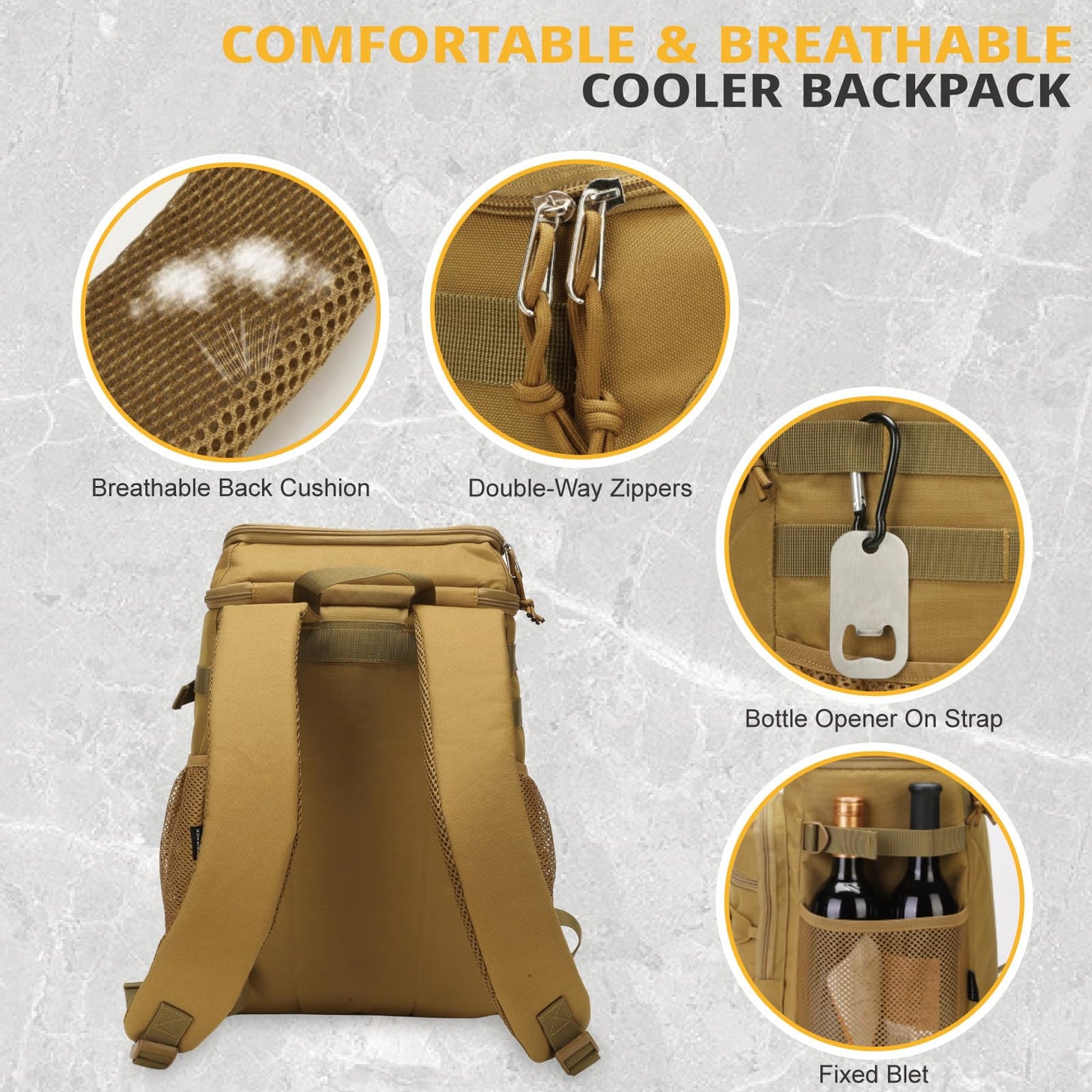 25L Backpack Cooler Keep All Drink Cold for Long Periods of Time Cooler Backpack Insulated Waterproof Portable High Durability Small Cooler Backpack with Compartment for Hiking Camping Beach