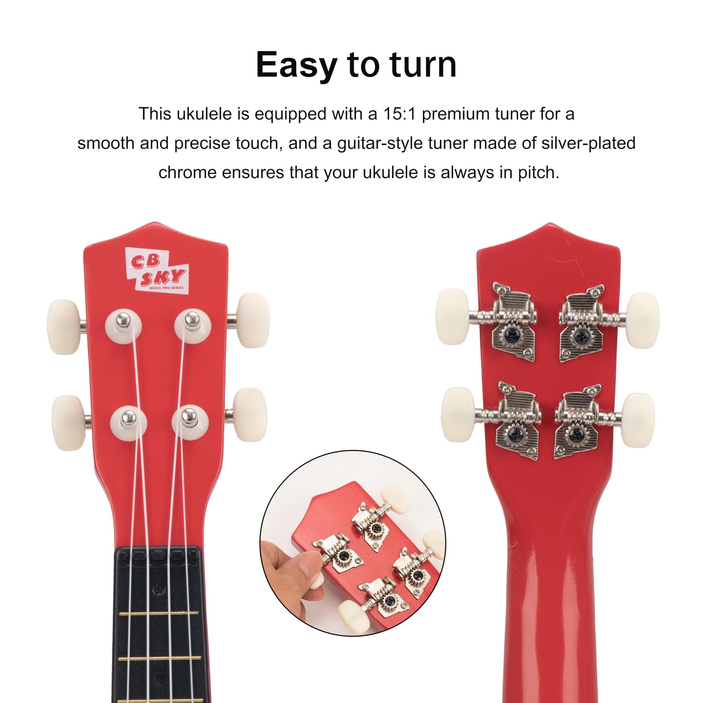 CB SKY 21" (53cm) Soprano Ukulele for Kids/Beginners - Red