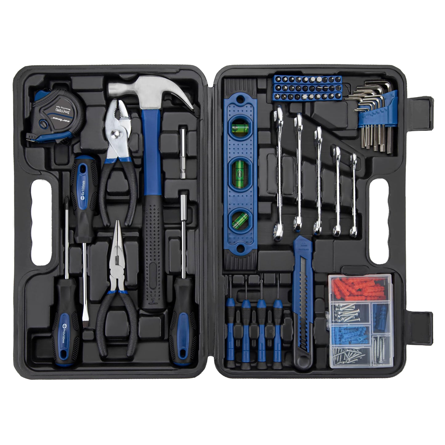 CARTMAN 152-Piece Basic Household Hand Tool Set,with Toolbox Storage Case, All Purpose Home Tool Kit Includes Essential Tools for Office College Repairs Blue