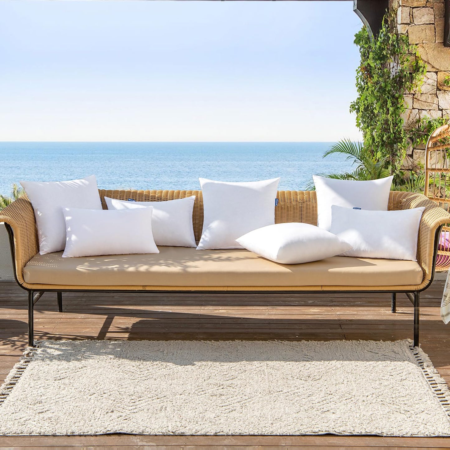 MIULEE Pack of 4 Pillow Insert 18x18 Inches Outdoor Waterproof Throw Pillow Insert Premium Hypoallergenic Stuffer Sham Square for Bed Couch Sofa Cushion Patio Furniture