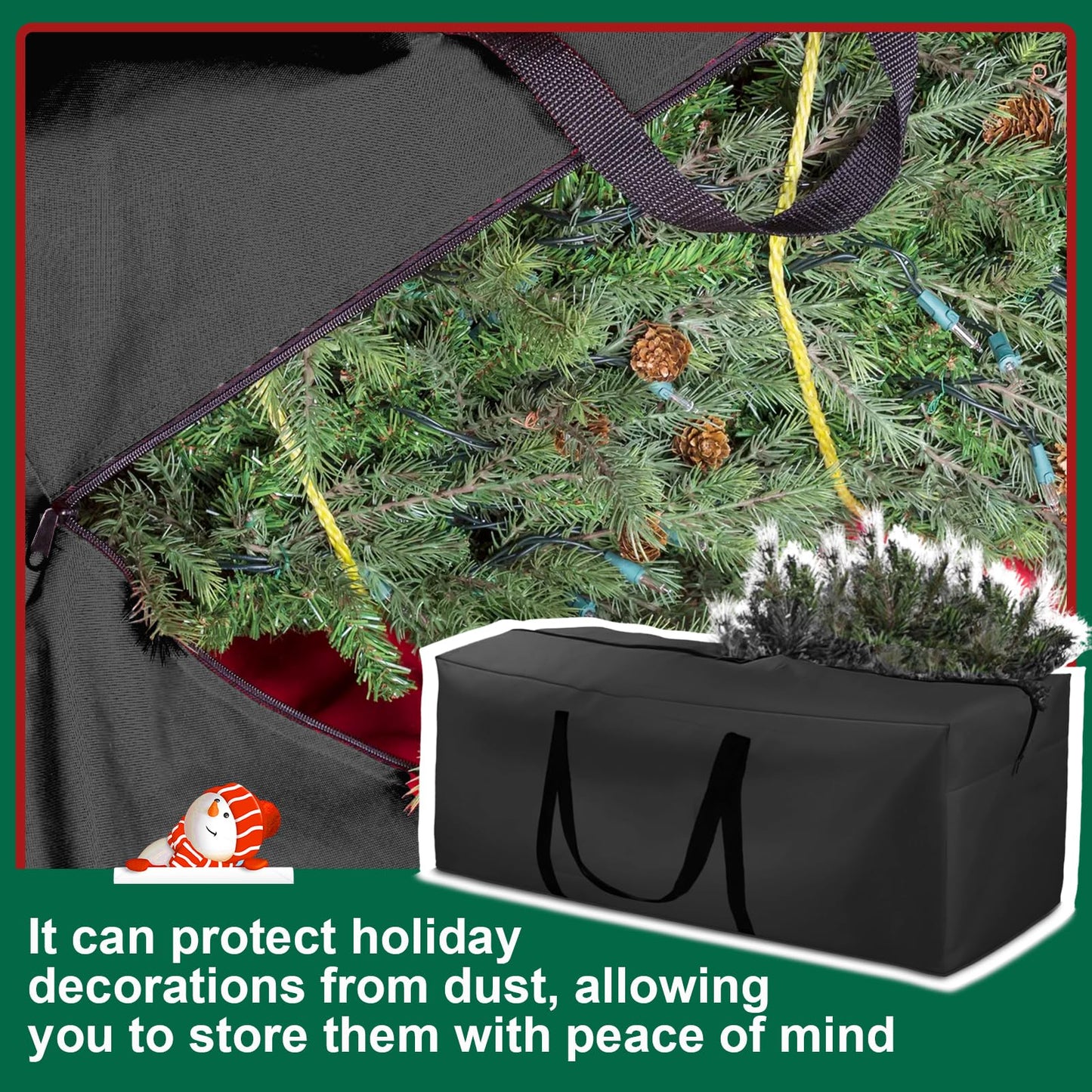 Christmas Tree Storage Bag Fits 9-12 Ft Tall Artificial Xmas Trees, 420D Oxford Heavy-Duty Waterproof Storage Bags, 68" L X 30" W X 20" Extra Large Xmas Tree Bag with Handles & Zipper (Black, 2 Pack)
