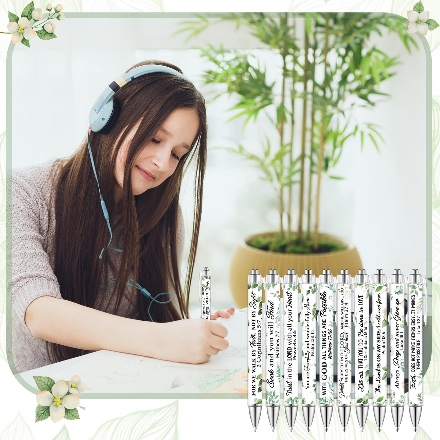Sayglossy 50 Pcs Bible Verse Pens Bulk Christian Religious Easter Gifts 1.00mm Black Ink Graduation Ballpoint Pens Inspirational Scripture Faith Gifts Office Supplies for Women Men Coworker Office