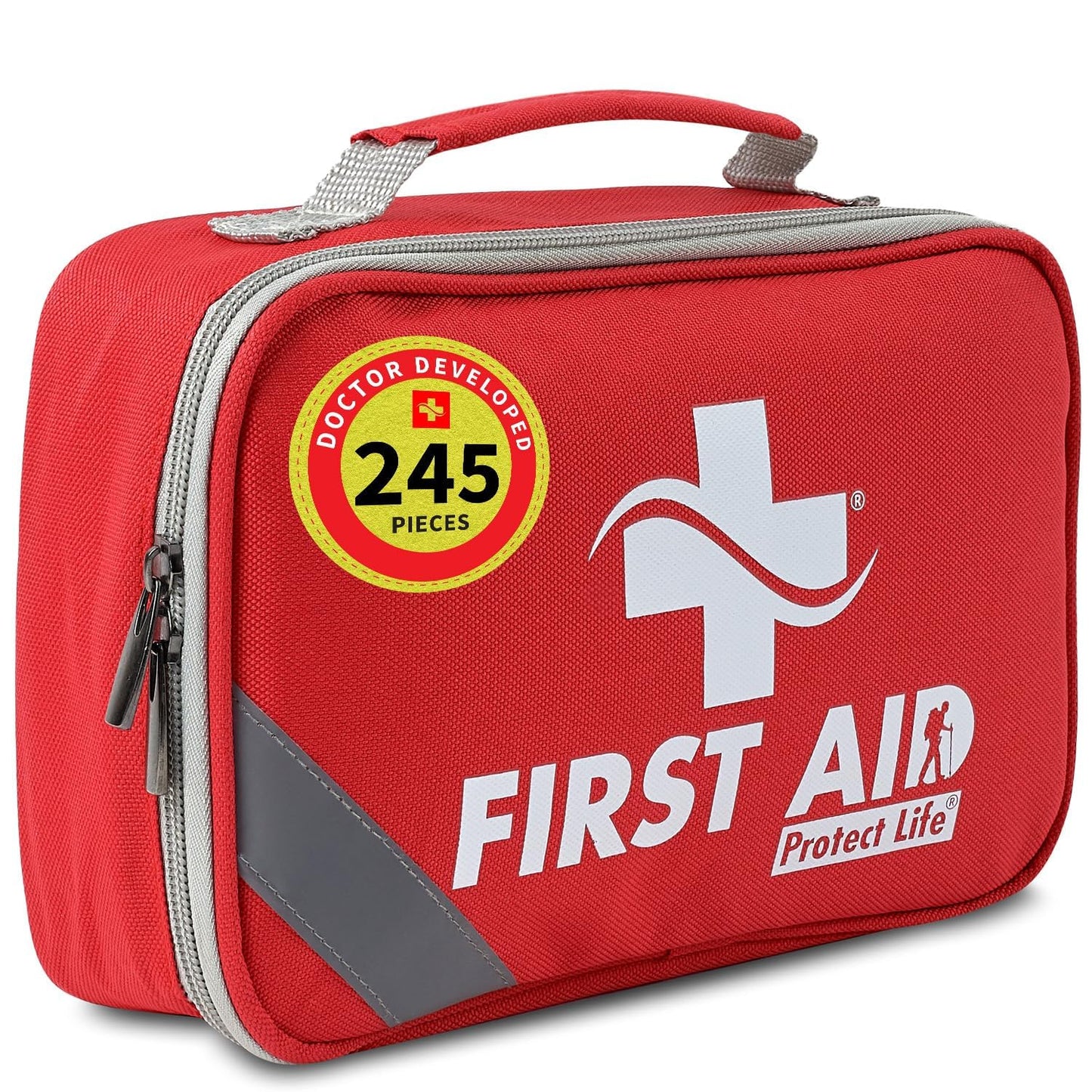 Protect Life First Aid Kit for Home & Businesses | HSA/FSA Eligible Kits for Emergency, Hiking, Camping | Small Travel First Aid Kit for Car | Travel Survival Medical kits (245 Pcs)