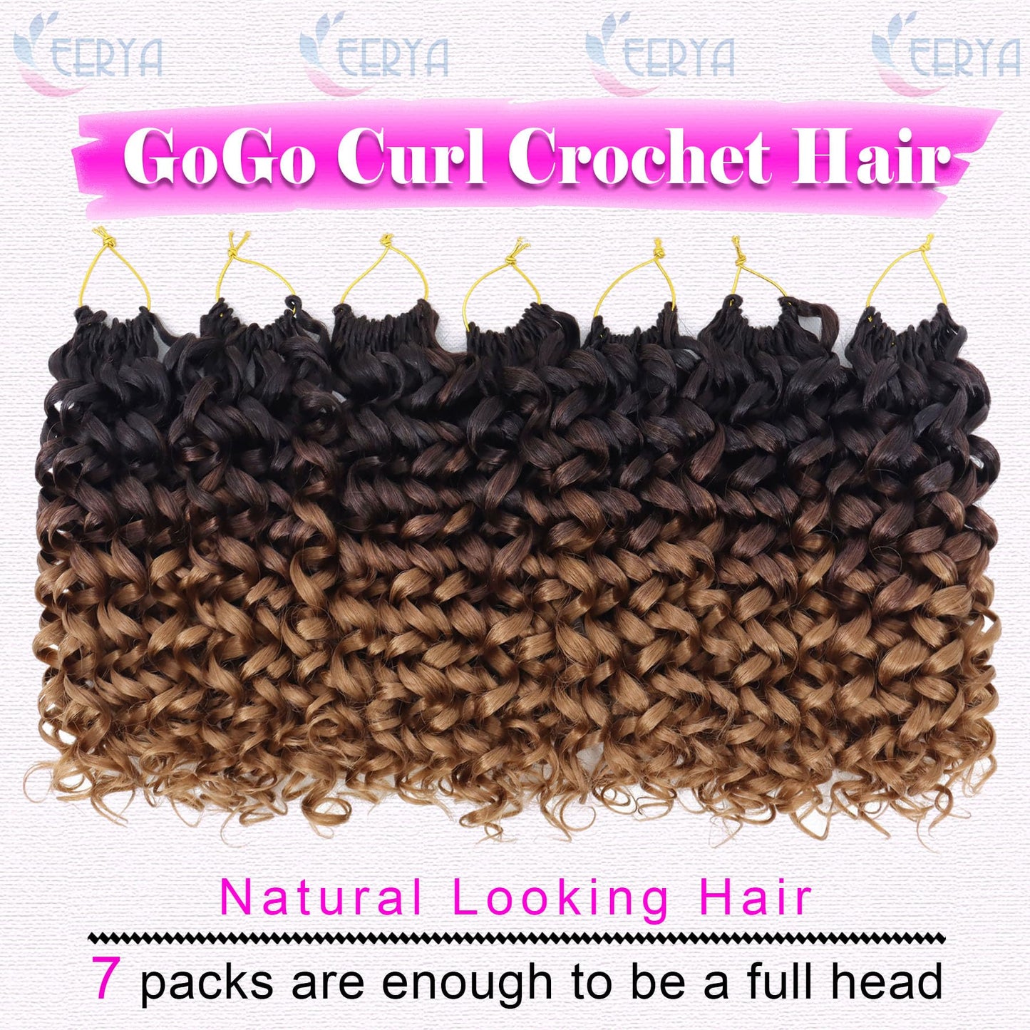 7 Packs GoGo Curl Crochet Hair 10 Inch Short Curly Crochet Hair for Women Water Wave Beach Curl Deep Twist Crochet Braids Synthetic Braiding Hair Extensions(10 Inch, OT4/30)