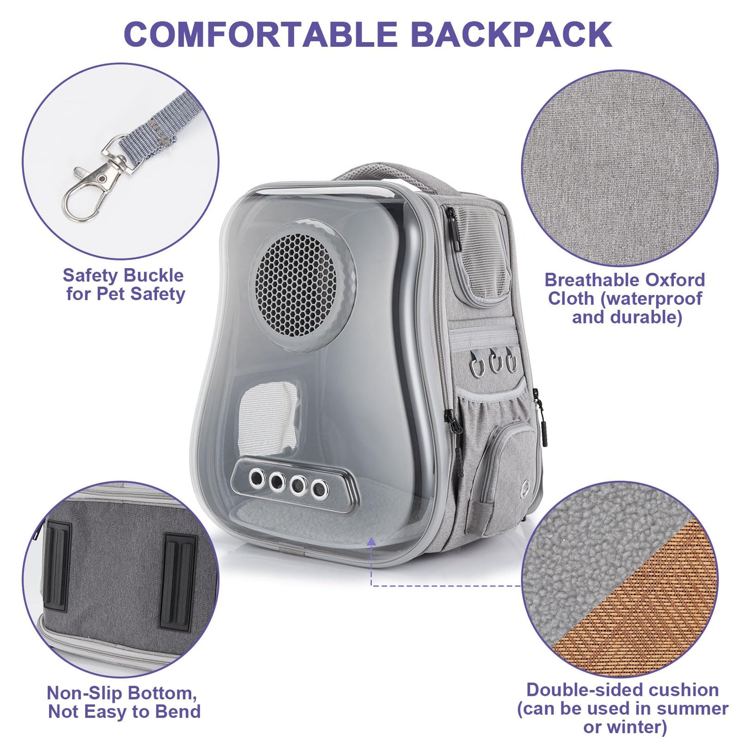 Ownpets Cat Backpack Carrier, Breathable Bubble Pet Backpack for Cats and Small Dogs up to 15lbs, Transparent & Foldable Pet Carrier for Travel, Hiking, and Outdoor Adventures