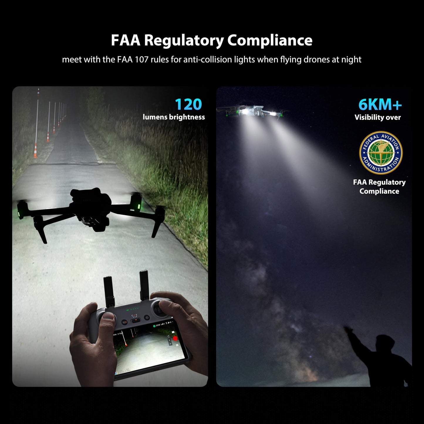 STARTRC Drone Strobe Light, Anti Collision Light, Rechargable Flash Led Lamp Light for FAA Drone Night Flying, Fits For DJI Mini 4 Pro, Air 3, Mavie 3, Mini 2 SE and All RC Drones Accessory(2pc)