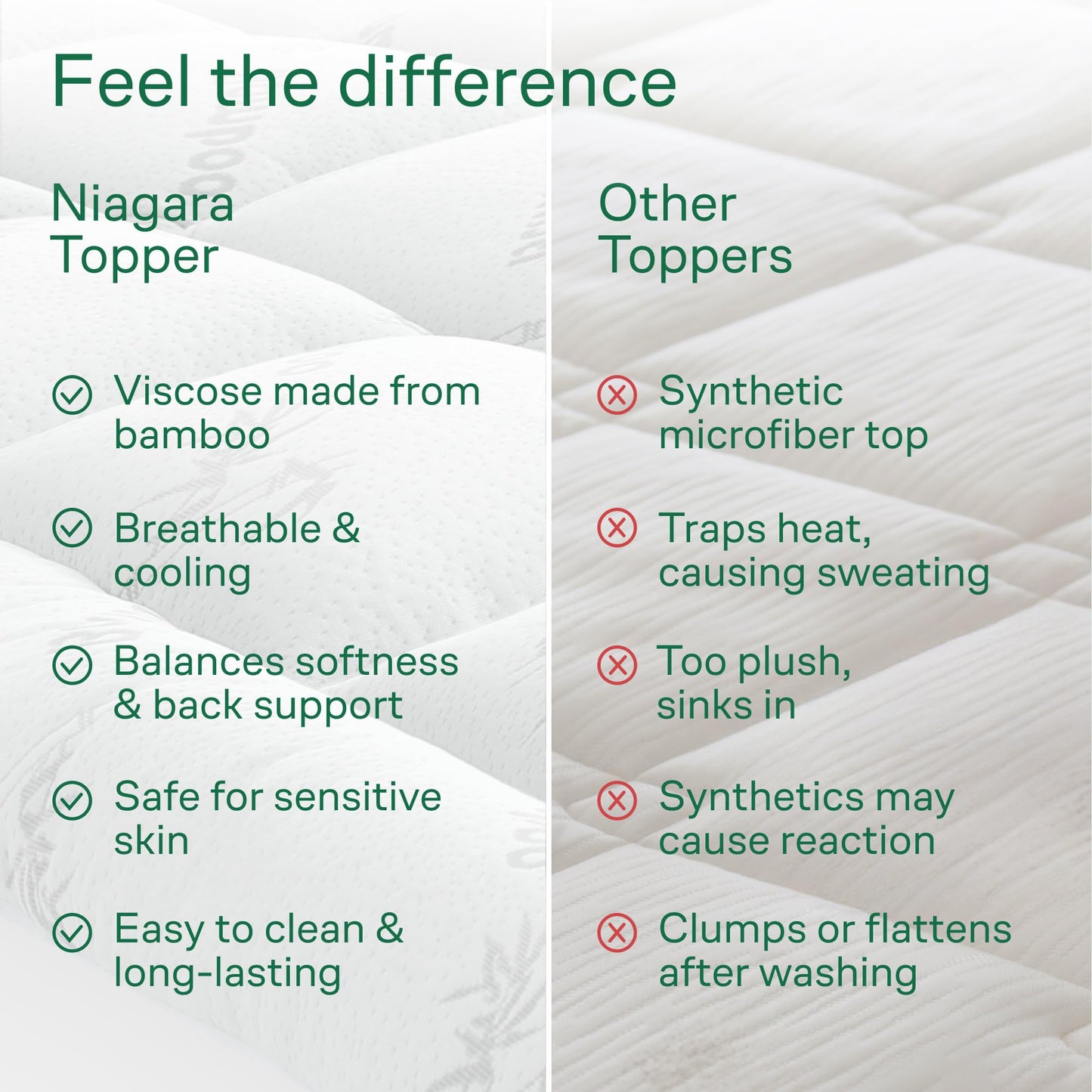 Bamboo Mattress Topper Queen Size - Thick Cooling Breathable Pillow Top Mattress Pad for Back Pain Relief - Deep Pocket Topper Fits 8-20 Inches (60x80 Inches, White)