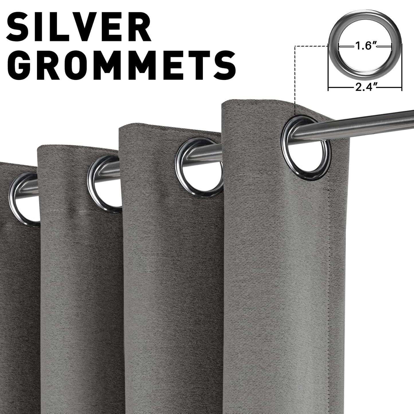 JIVINER 2 Panel Set Linen Blackout Curtains for Bedroom Living Room Darkening Curtains Grommet Thermal Insulated 84 inch Window Drapes Panels (Dark Gray, W52 X L84,2 Panels)