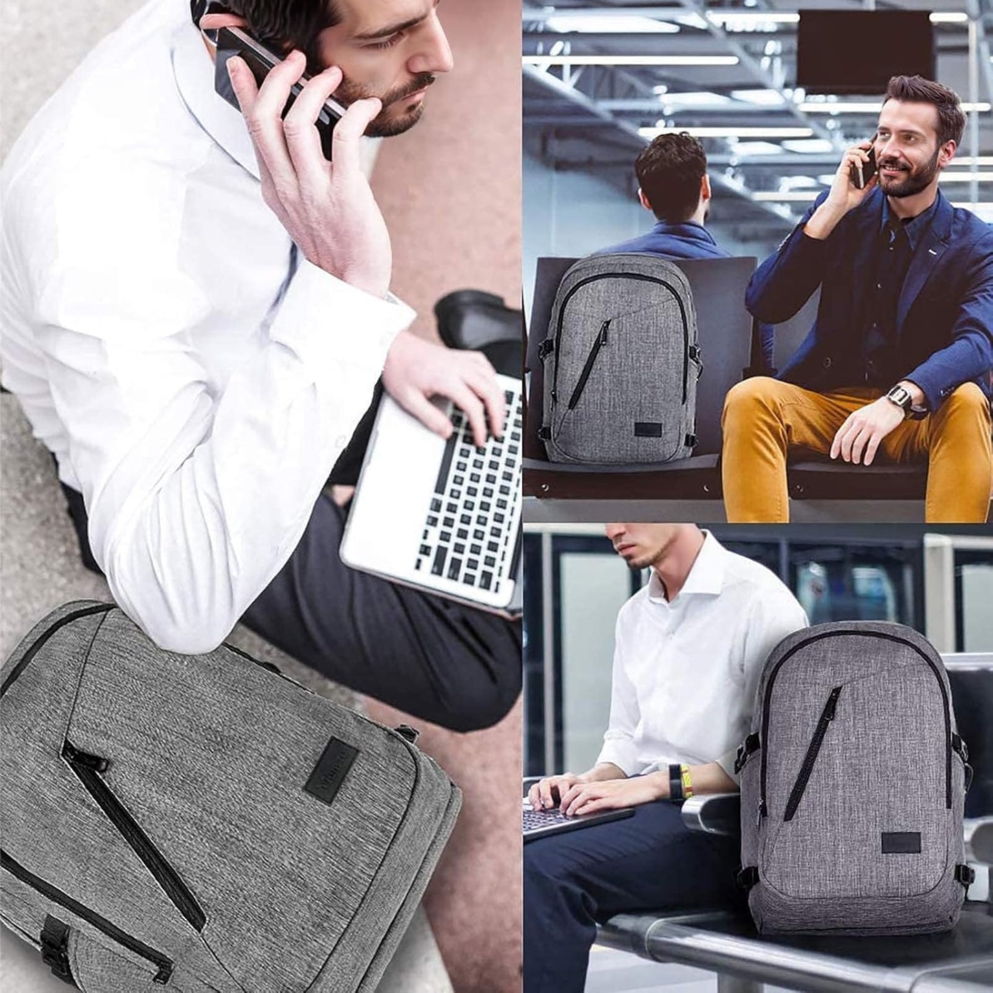 Mancro 17.3 Inch Business Laptop Backpack Large Travel Backpack Lightweight Anti-Theft Laptop Backpack for Men & Women