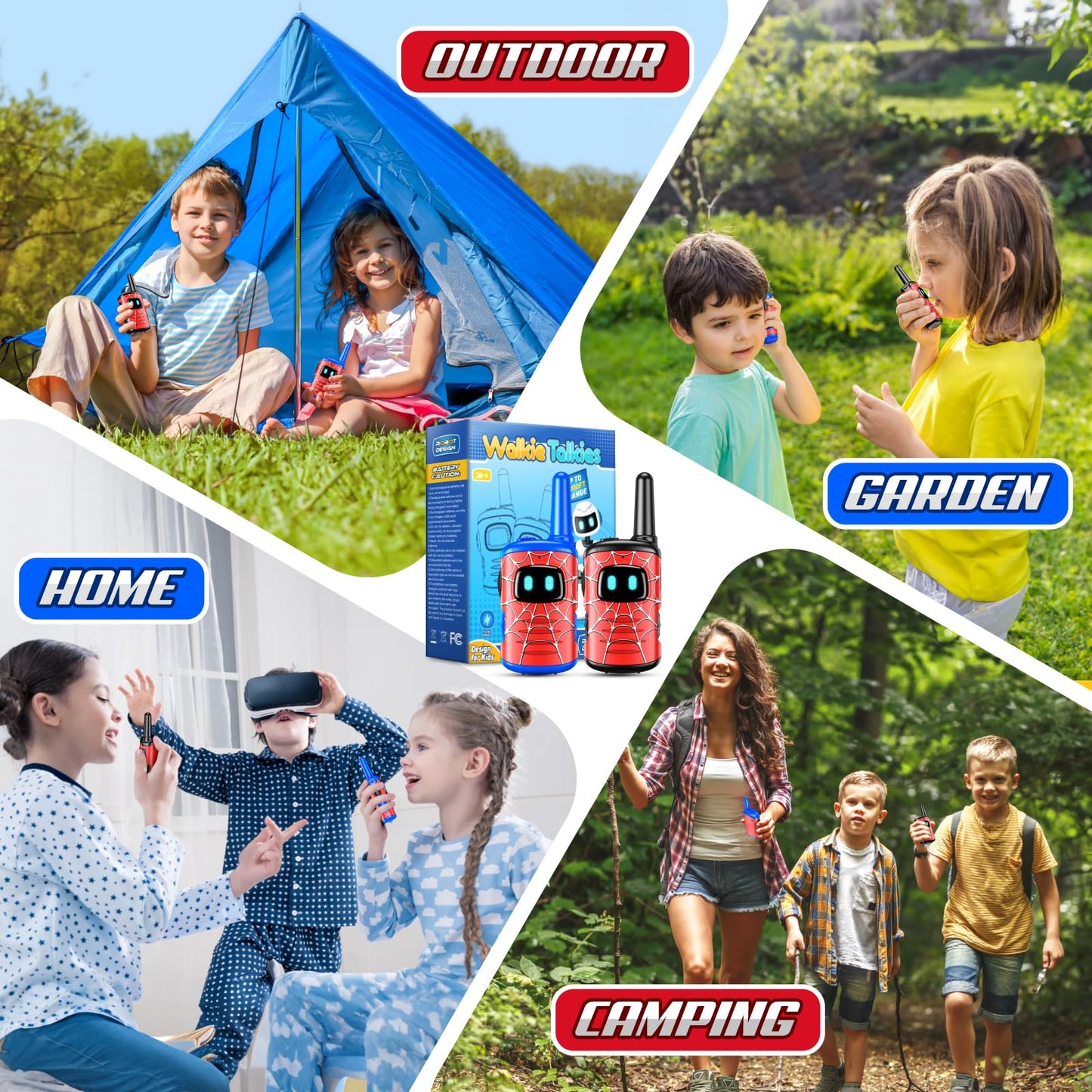 Walkie Talkies for Kids Rechargeable, Exssary Toys for 3 4 5 6 7 Year Old Boys Girls Camping Outdoor Toys for Kids 3-5 Walkie Talkie with USB-C Cable Birthday Gifts for Boy Girl 4-6 8-10