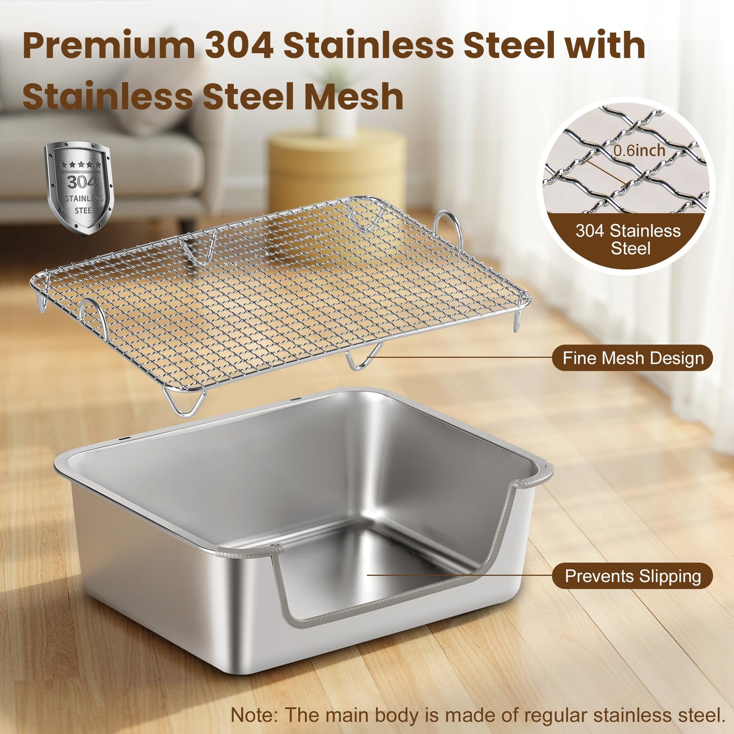 Aothey Rabbit Litter Box, Bunny Litter Box with Hooks & 304 Stainless Steel Sifting Tray, Extra Large, Easy to Clean and Odor Control