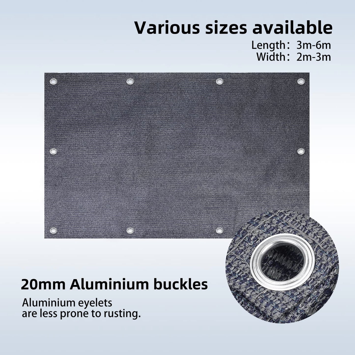 FoundGo Awning Carpet HDPE Camping Outdoor Rug with Eyelets,Nails,Broom,for RV,Patio,Backyard,Picnic,Beach,Trailer 9'*12' (2.74 * 3.66m) -Blue Grey