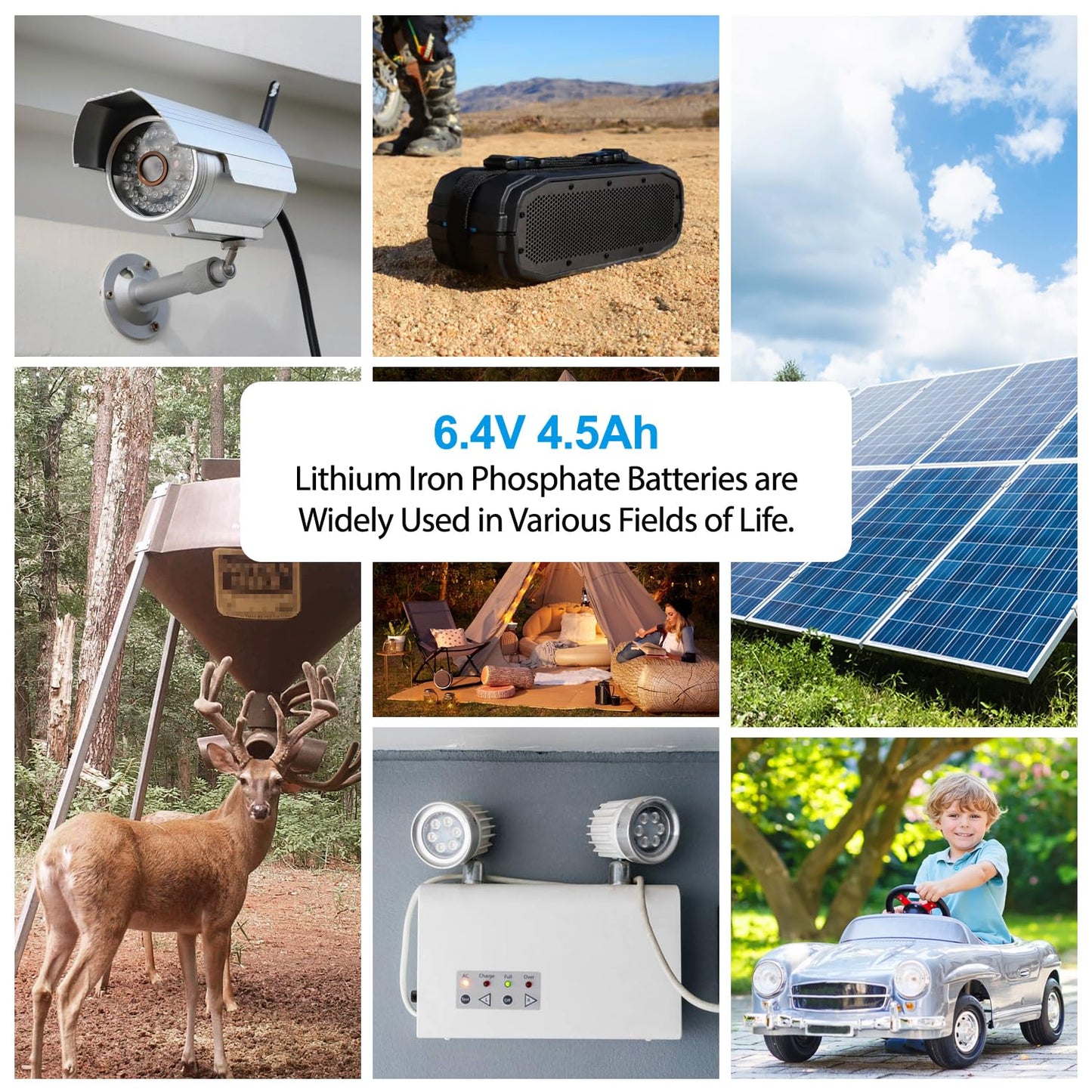 6V 4.5Ah LiFePO4 Battery 2 Pack, Intelligent BMS Rechargeable Lithium Iron Phosphate Battery for Ride On Toys/Deer Feeder/Emergency Lighting/Solar Systems//Electronic Scales, 2000 Times Deep Cycles