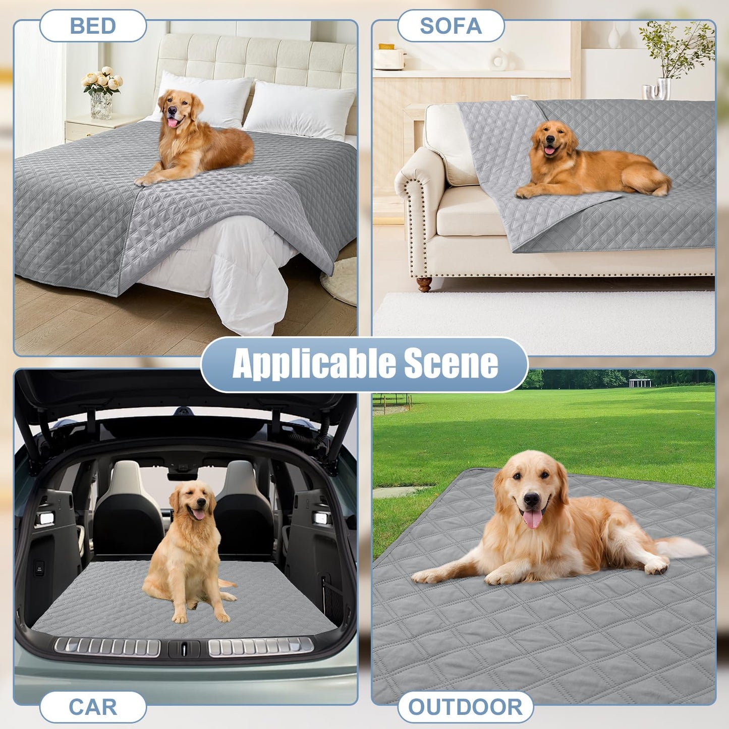smiry Waterproof Dog Bed Cover Blanket, Leakproof Reversible Sofa Cover Couch Cover, Washable Pet Blanket for Sofa, Couch, Furniture (80x102 Inch, Grey/Light Grey)