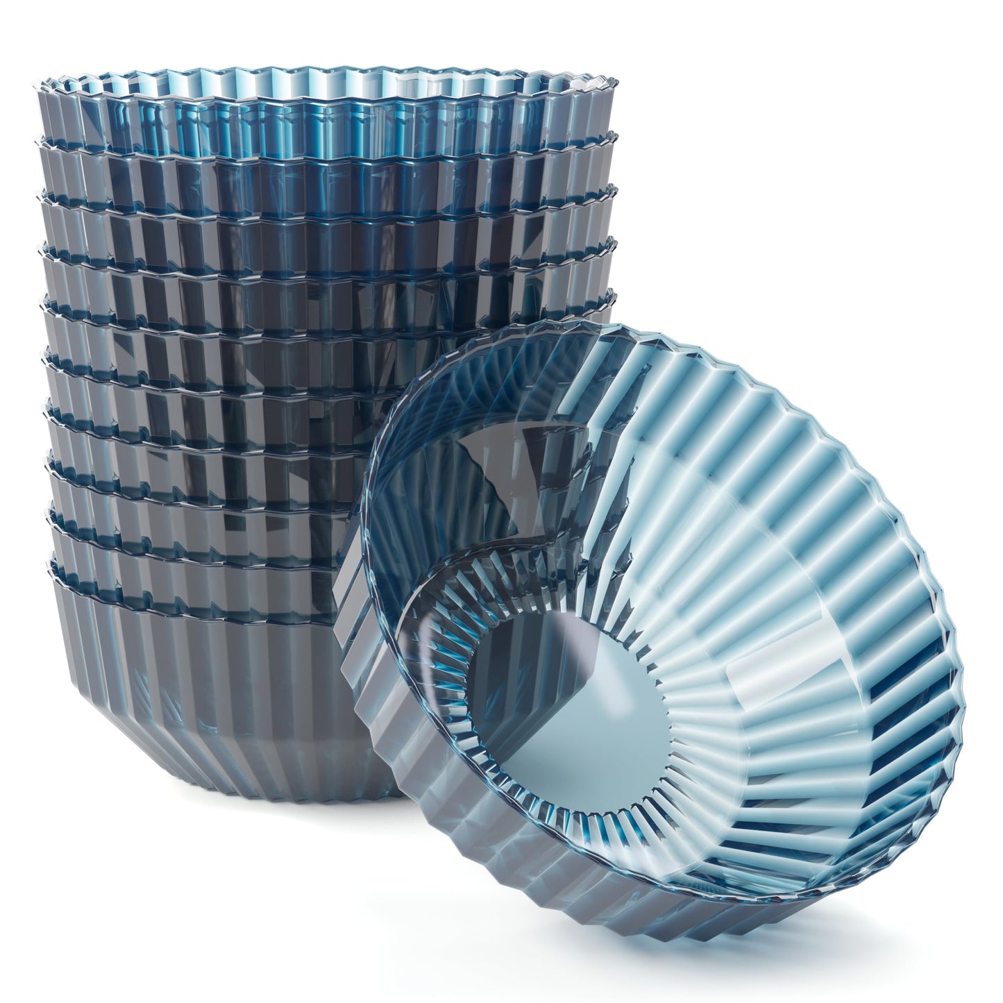 Exquisite Blue Plastic Bowls Disposable - 16 Oz - 20 Count - Disposable Soup Bowls - Great for Weddings Parties And Formal Occasions