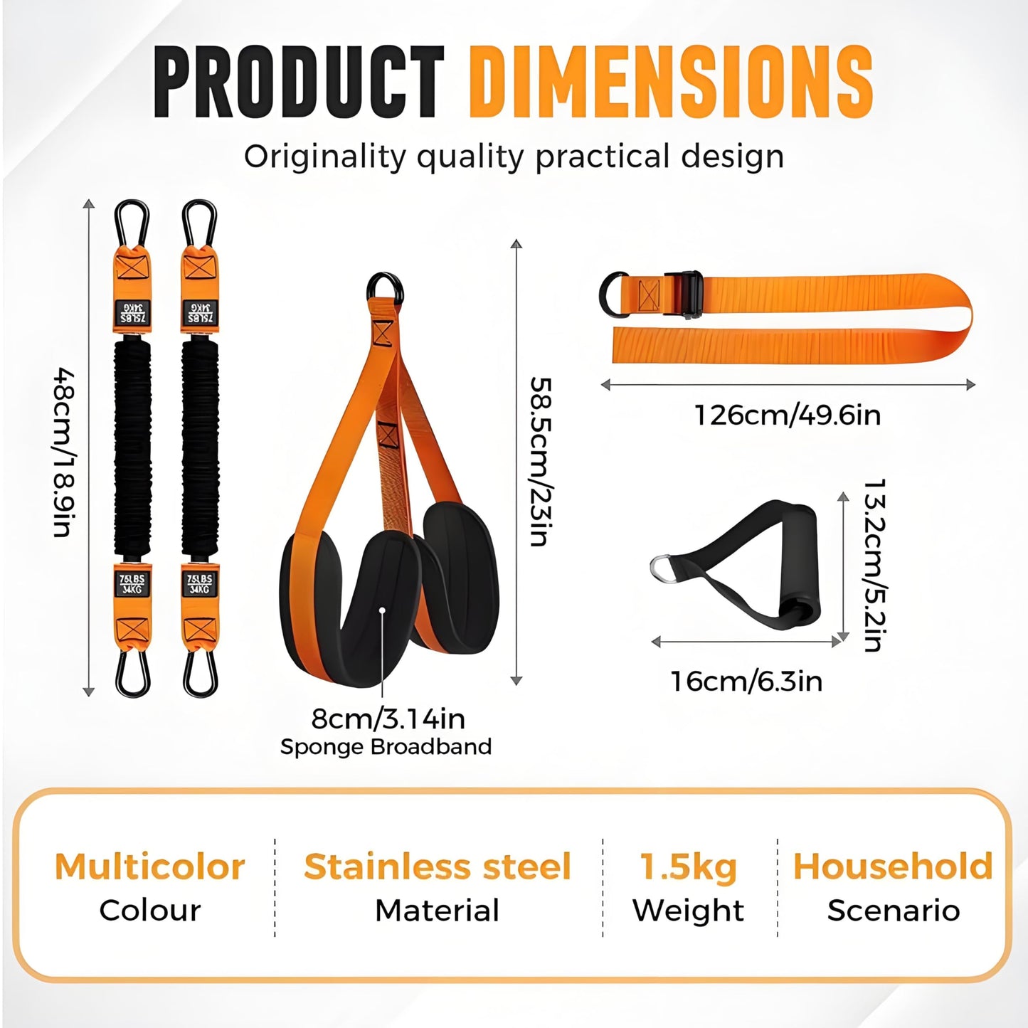 Pull Up Assistance Bands, 300lbs Heavy Duty Resistance Bands for Pull Up, 4 Bands Adjustable Workout Band for Women Men (Orange)