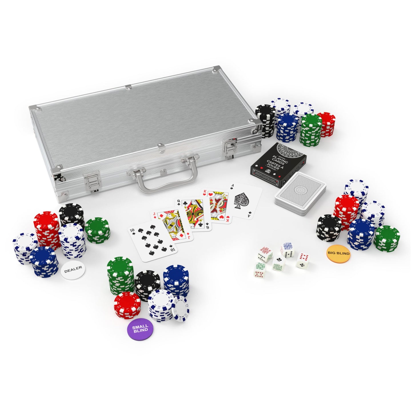 Cardinal Classics, 300-Piece Poker Set with Aluminum Carrying Case & Professional 11.5g Chips Plus 5 Poker Dice, for Adults and Kids Ages 10 and up