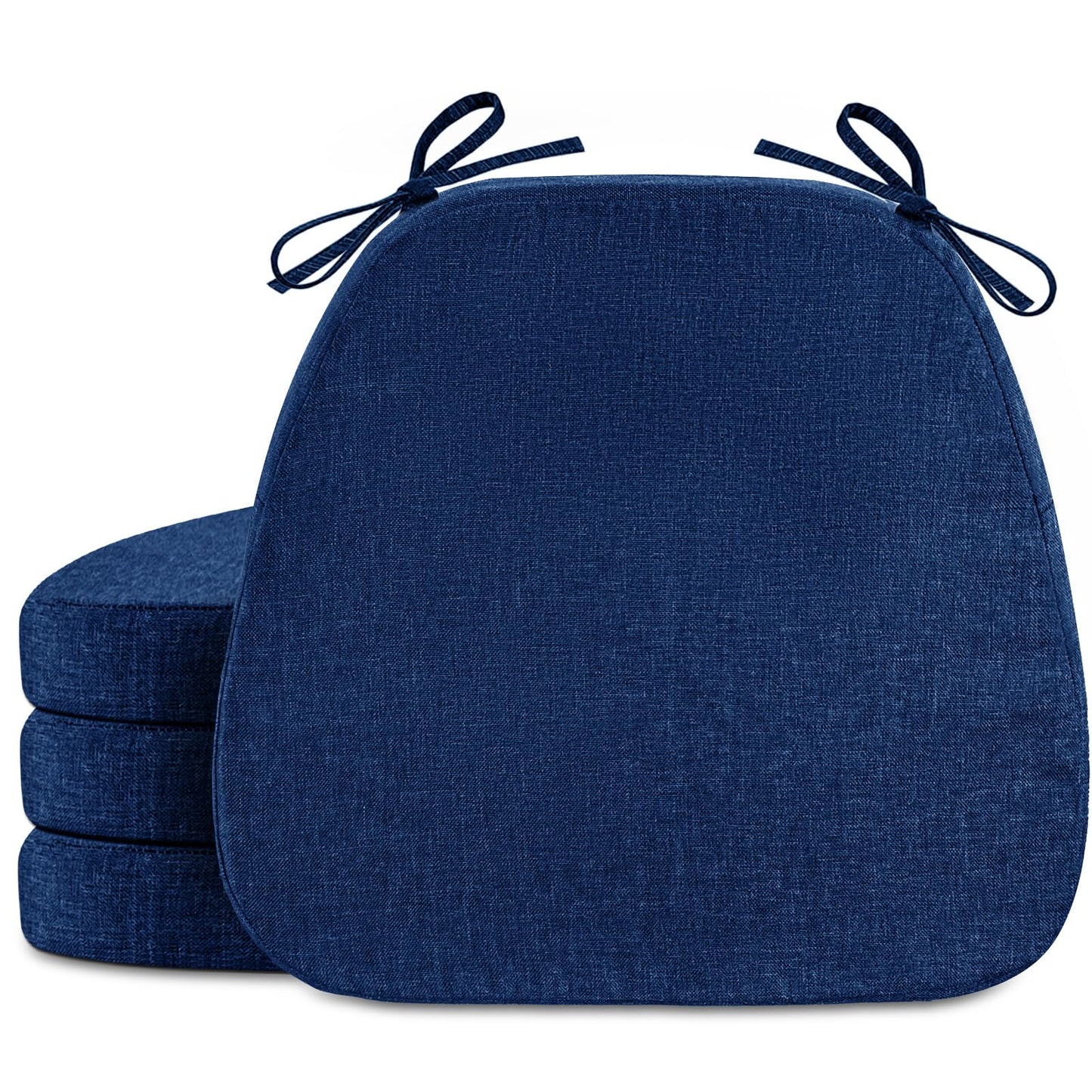 D-Shaped Chair Cushions for Dining Chairs, 2" Thickened Kitchen Seat Cushion with Removable Cover Anti Slip Indoor Chair Cushions for Dining Room/Kitchen Room, 17.5"×16"×2", Set of 4, Blue