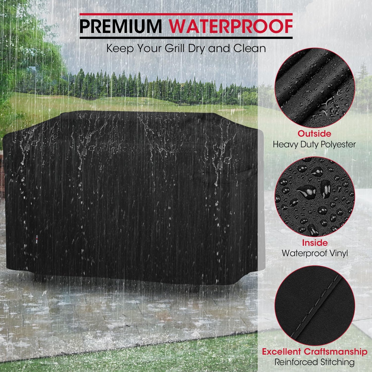 Unicook Griddle Cover for Weber 36 Inch BBQ, Heavy Duty Waterproof 4 Burner Flat Barbecue Grill Cover with Hood, Compared to Weber 3400030, 64 Inch Housse BBQ for Outdoor Griddle, Black