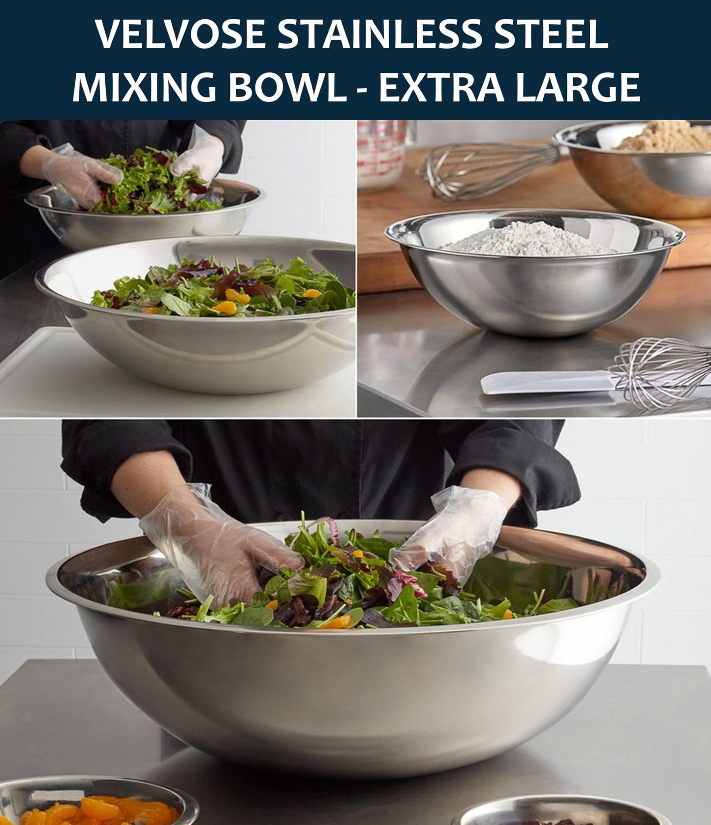 VELVOSE Stainless Steel Mixing Bowl Extra Large, 17-Quart, 18.5 inch (Diameter), 5.3 inch (Height) Mixing Bowl 18.5" (1)