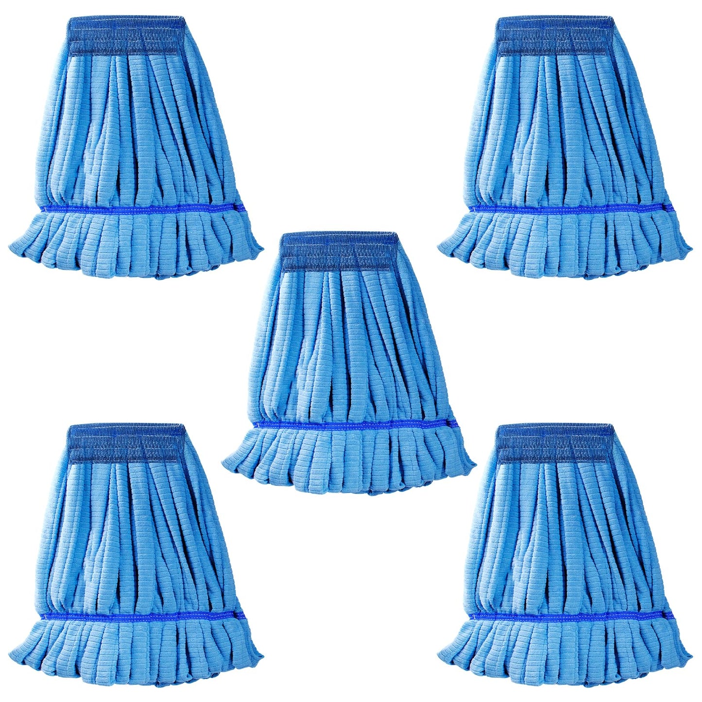 TANEMUDO 5 Pcs Commercial Mop Head Replacement Tube Microfiber Mop Heads with Looped End Large Commercial Mop Head Refill for Wet Floor Cleaning in Industrial Commercial and Home Use (Blue)