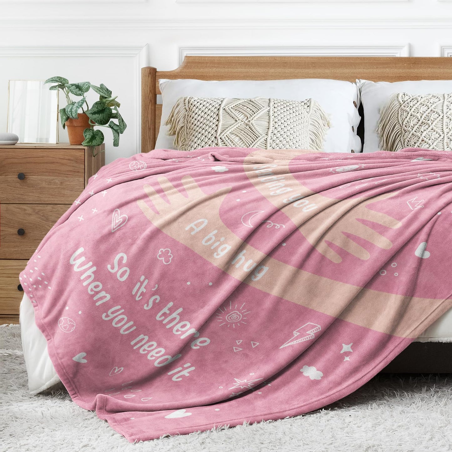 Afterprints Get Well Soon Gifts for Women, Hug/Healing Blanket, Thinking of You/Breast Cancer/Sympathy/After Surgery Gifts for Friends, Sister, Coworkers, Soft Throw Blankets 50'' x 60''