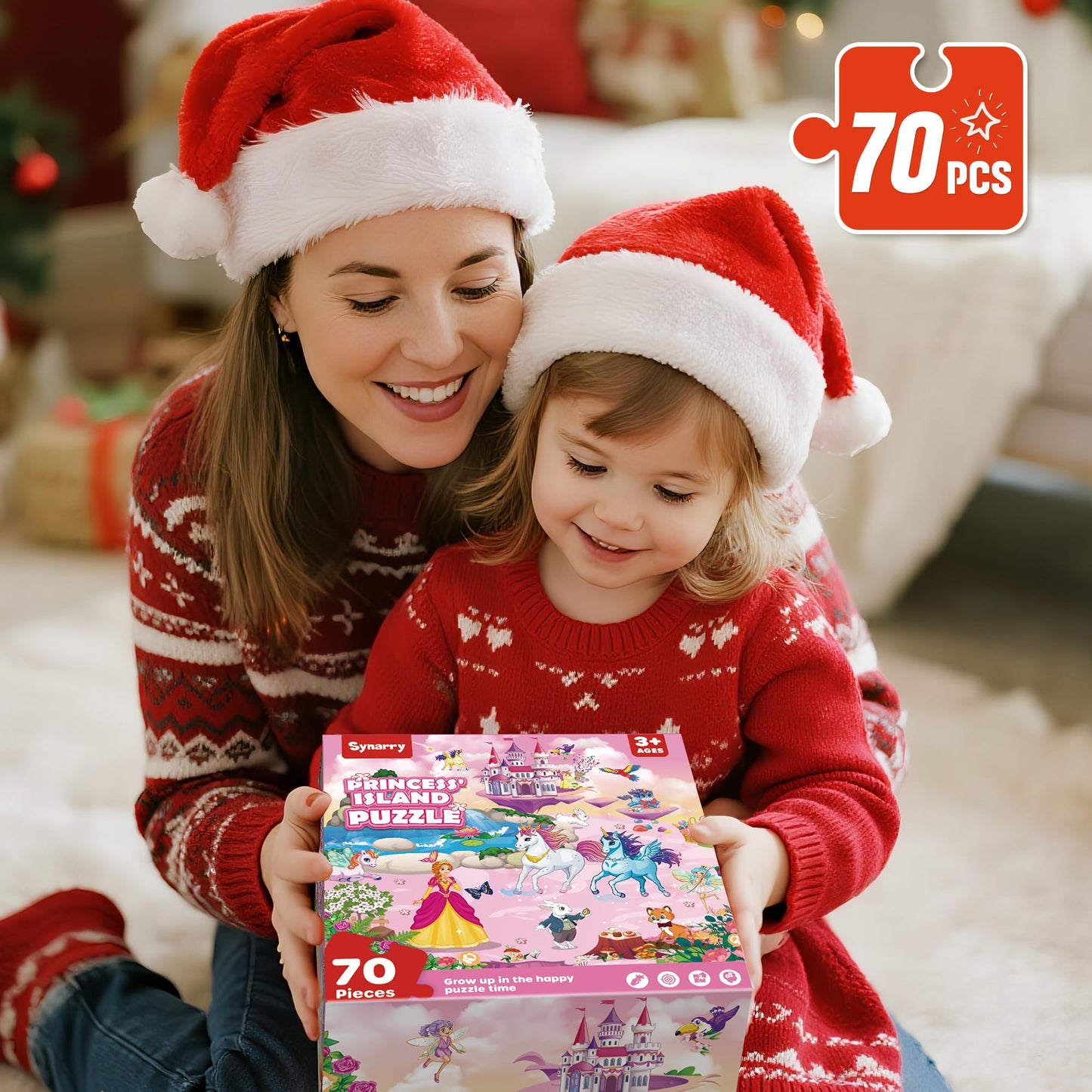 SYNARRY Floor Puzzles for Kids Ages 4-6, Large 70 Piece Unicorn Princess Fairy Puzzles for Kids 3-5, Girls Puzzles for Kids 4-8 Years Old, Preschool Toys for 3 4 5 6 7 8 Years Old Girls
