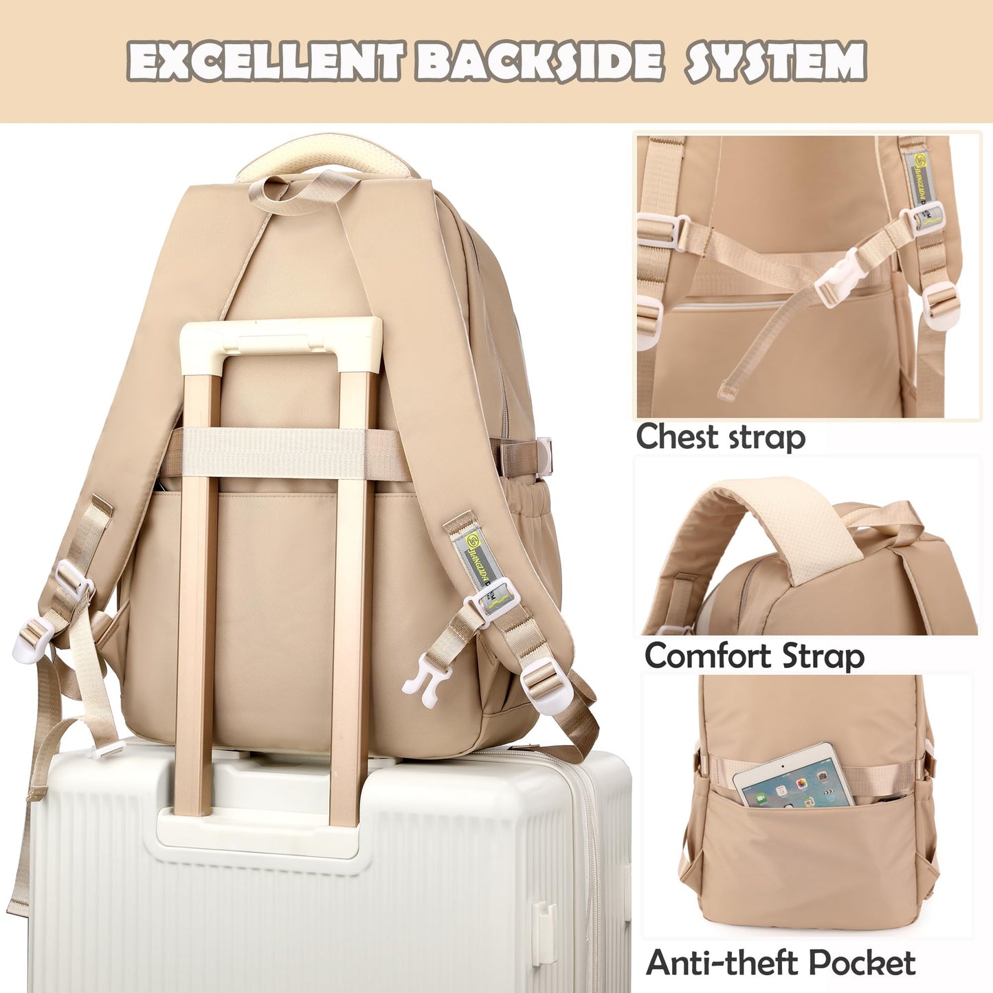Makukke School Bags for Girls Boys,15.6" Cute Backpack for Kids and Teenagers Daypack Waterproof with Cute Pendant