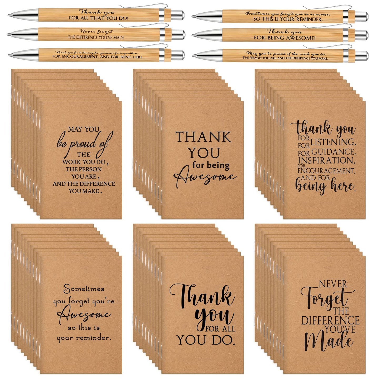 Teling 60 Sets Employee Appreciation Gifts Bulk Thank You Notepads Ballpoint Pens Notebooks Journal Back to School Gifts for Teacher Team Coworker Staff Volunteer