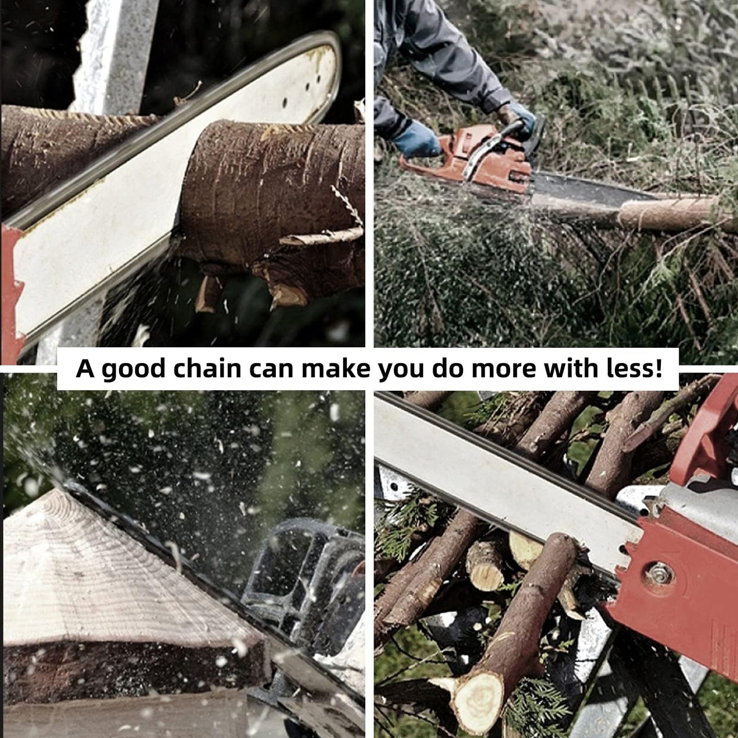 4 Pack 12 Inch Chainsaw Chains 3/8 LP Pitch .050" Gauge 45 Drive Links, 12" Replacement Chain Low-Kickback Compatible with Craftsman, Greenworks, Poulan, Remington, Echo, Ryobi and More