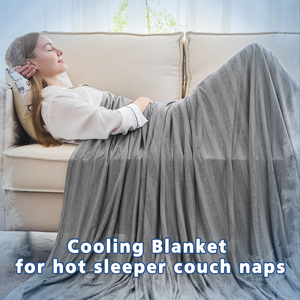 EMME Cooling Blankets for Hot Sleepers, Summer Blanket Twin 60"x80" for Bed, Thin Lightweight Throw Blanket for Couch, Double-Sided Keep Body Cool, Grey Cold Sheet Night Sweats