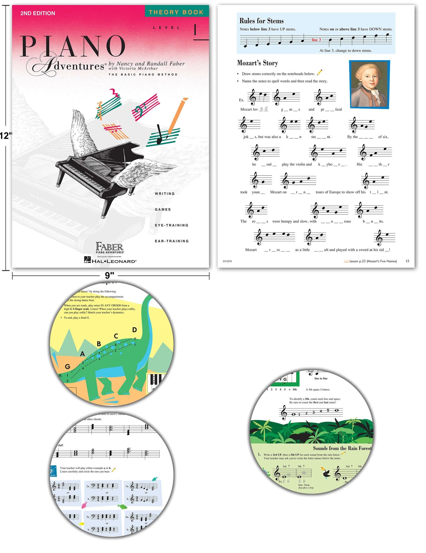 Piano Adventures Level 1 2nd Edition Bundle Set By Nancy Faber - Lesson, Theory, Performance, Technique & Artistry Books & Juliet Music Piano Keys 88/61/54/49 Full Set Removable Sticker