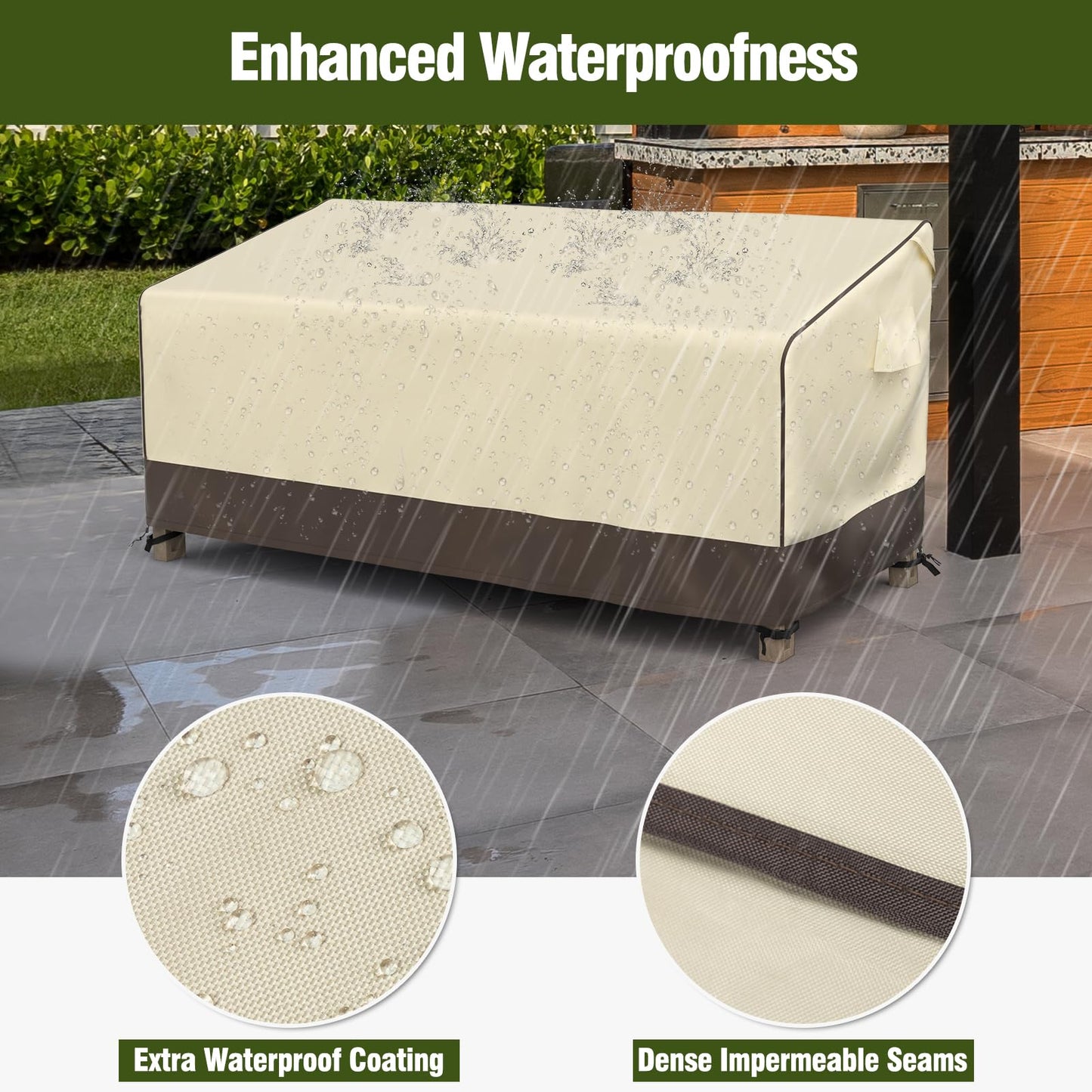 MR. COVER Outdoor Couch Covers Waterproof, Patio Furniture Covers for 3 Seat Sofa, Fits up to 80" W x 38" D x 35" H, Moisture-Proof & UV Protection, Brown & Khaki