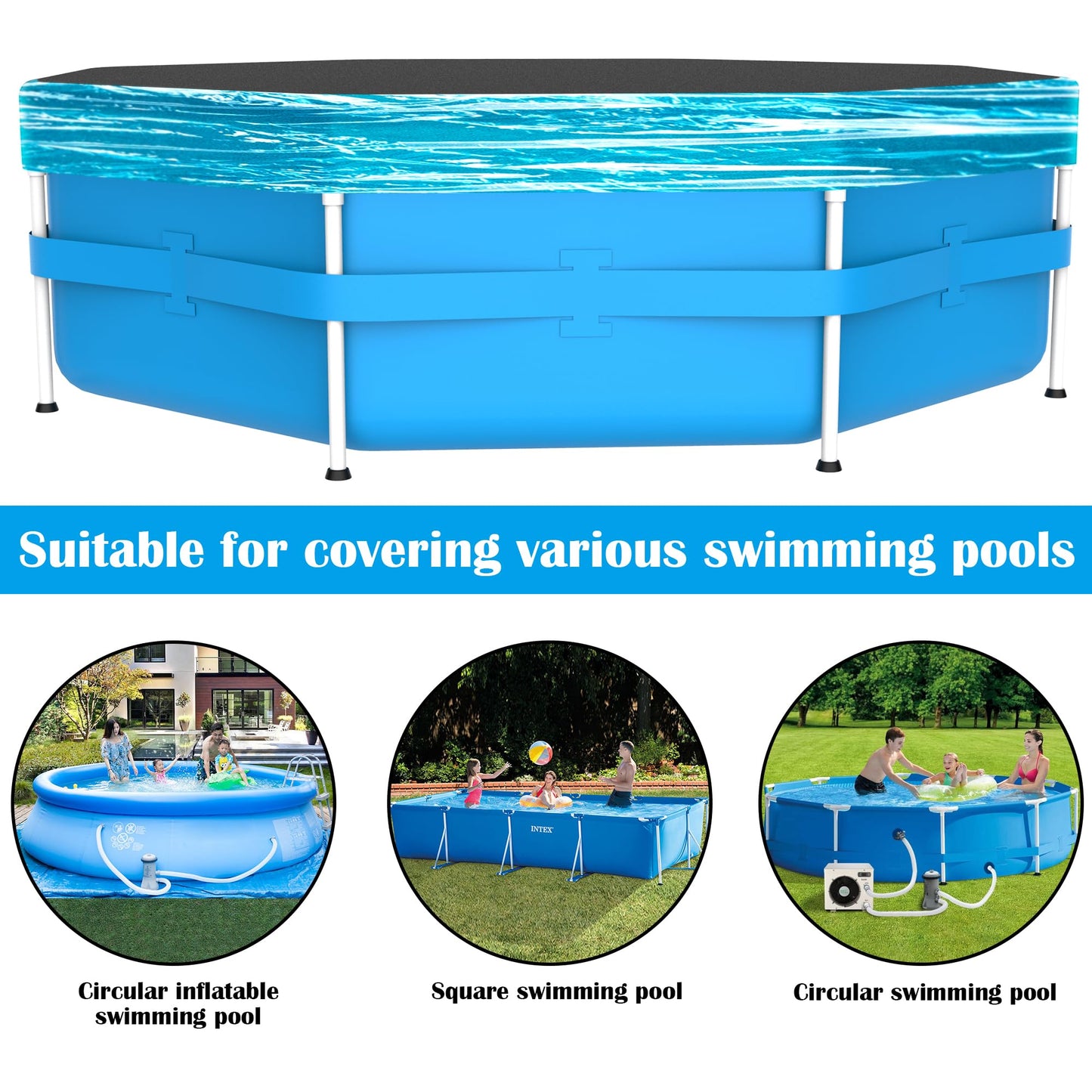 Watayo 1200 Ft Winter Pool Cover Seal for Above Ground Pools- Good Air-Tightness Pool Cover Seal Wrap- Shrink Film Stretch Film Wrap for a Variety of Pools to Keep Clear (Blue)