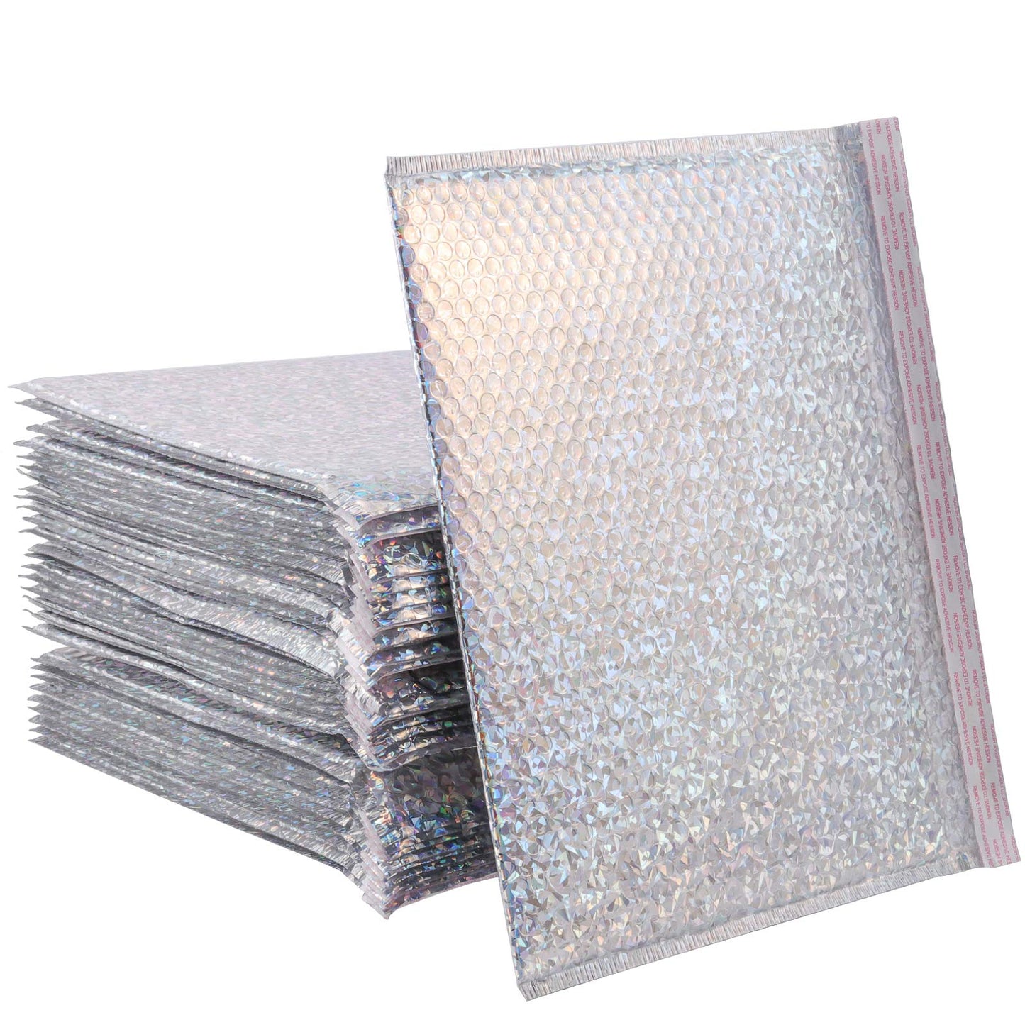 KOHAND 30 PCS Holographic Metallic Bubble Mailers 15.7 x 11.8 Inches, Silver Padded Envelopes Self Sealing Bubble Lined Adhesive Cushion Envelopes for Shipping, Mailing