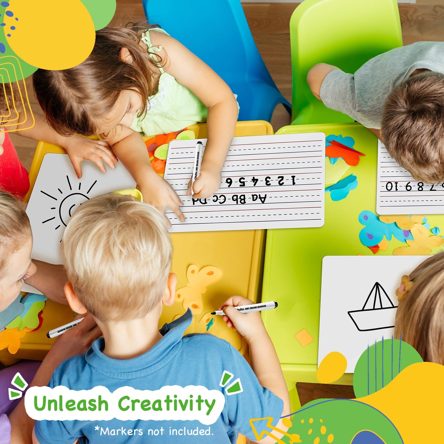 Ohuhu 30-Pack Small White Boards – 9 x 12 Inch Portable Mini Dry Erase Boards - Double-Sided Plain & Lined Whiteboard Class Set for Teachers, Students, Classroom & Back-to-School Supplies