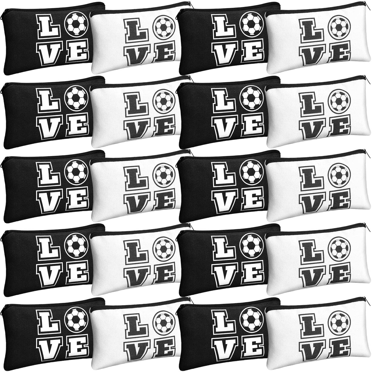 20 Pieces Soccer Makeup Bag Gifts Soccer Cosmetic Travel Bag with Words Toiletry Zipper Pouch Portable for Women Football Lover Players Team Accessories