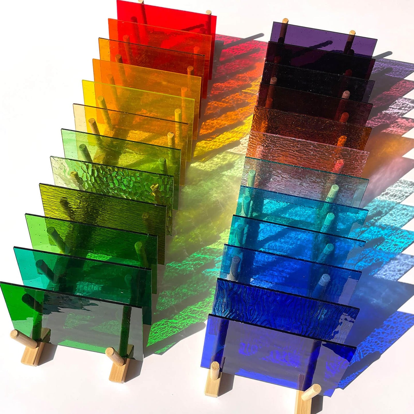 LITMIND 24 Sheets Transparent Cathedral Stained Glass Variety Pack – 4 x 6 Inch Vibrant Rainbow Art Glass for Suncatchers, Mosaics & DIY Crafts