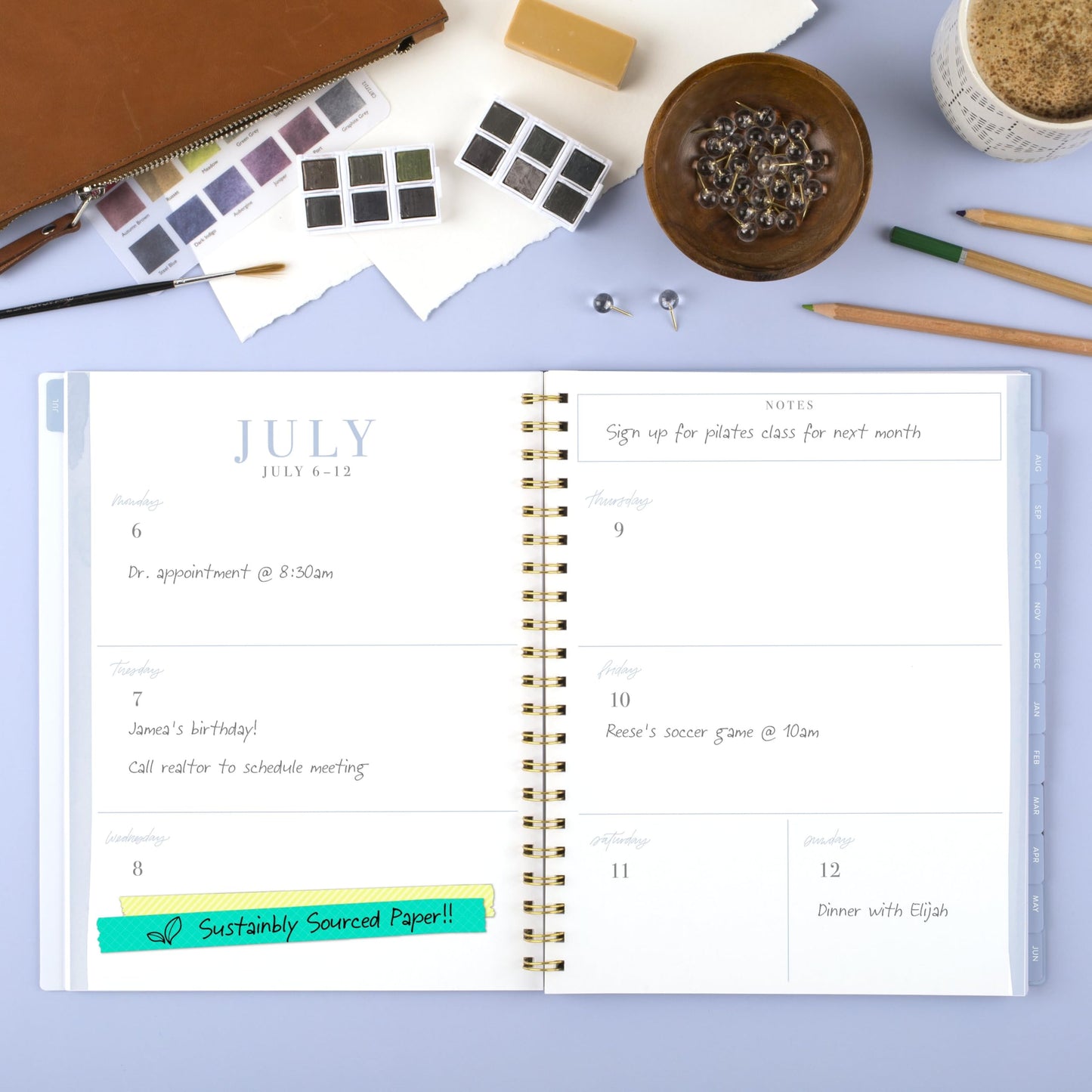Cambridge Planner 2026-2027 Weekly & Monthly Academic 12-Month July-June, 8-1/2" x 11", Leah Bisch, Pansy Bouquet (LB50-905A)