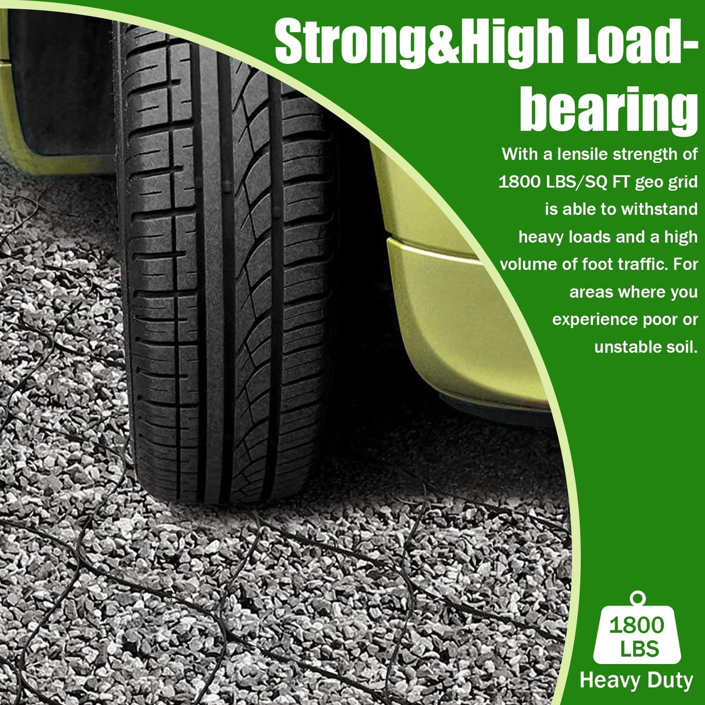 2" Thick Gravel Ground Grid 6.5ft x 16.5ft - Geo Grid Driveway Stabilization Grids, Gravel Retainer Grid 1885 LBS Per Sq ft, Geocell Geogrid for Walkway Driving RV Parking Slopes and Garden