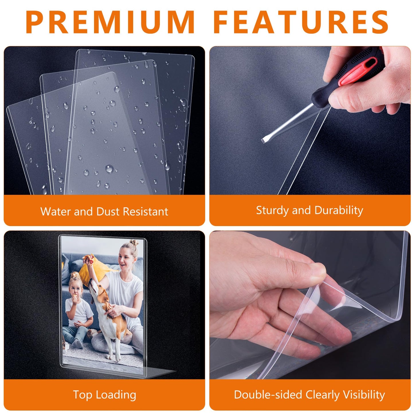 AKONEGE 50PCS 5" x 7" Rigid Print Protectors Clear Waterproof Hard Plastic Page Sheet Protectors Rigid Sheet Protectors Top Loading Photo Card Plastic Sleeves Paper Document Holder