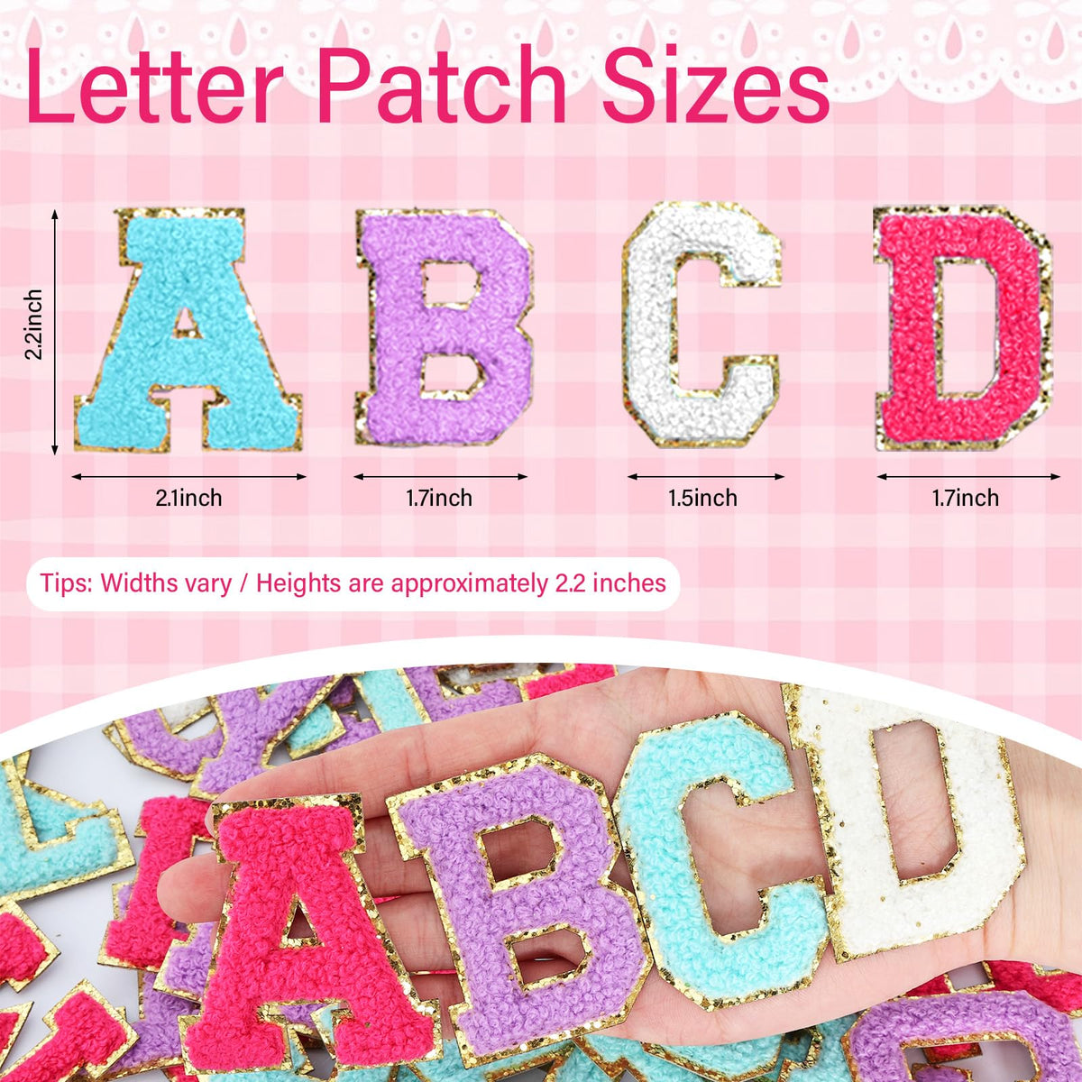Fjgyjt 104Pcs Chenille Letters Patches Self Adhesive Varsity Letter Patches for Backpack Preppy Letters Patch Stickers Iron on for Clothing Backpacks Hats Bags Embroidery