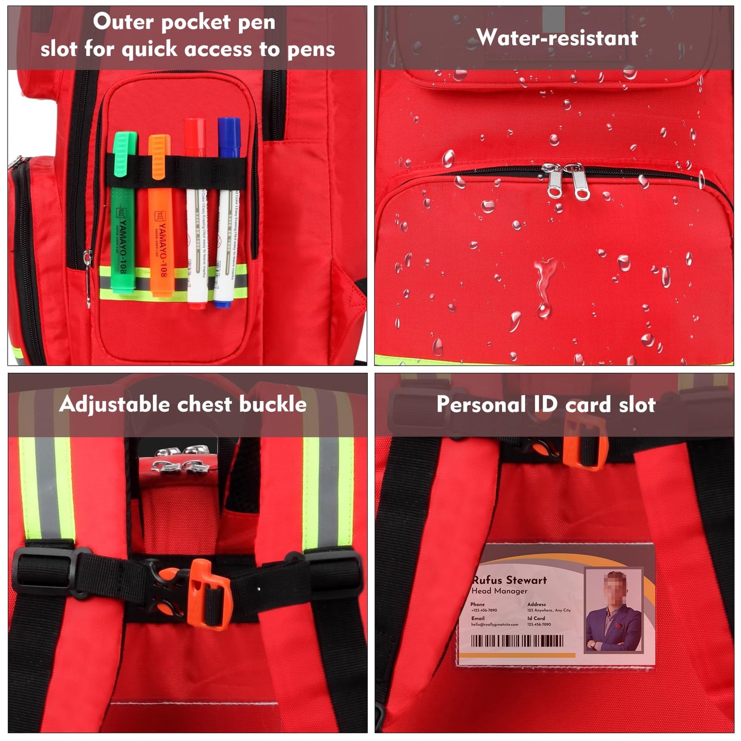 Gatycallaty First Aid Backpack Medical Emt First Responder Bag Empty Ems Emergency Home Health Hiking Trauma Travel Camping, Red, Large, First Aid Backpack With Shoulder Medical Bag