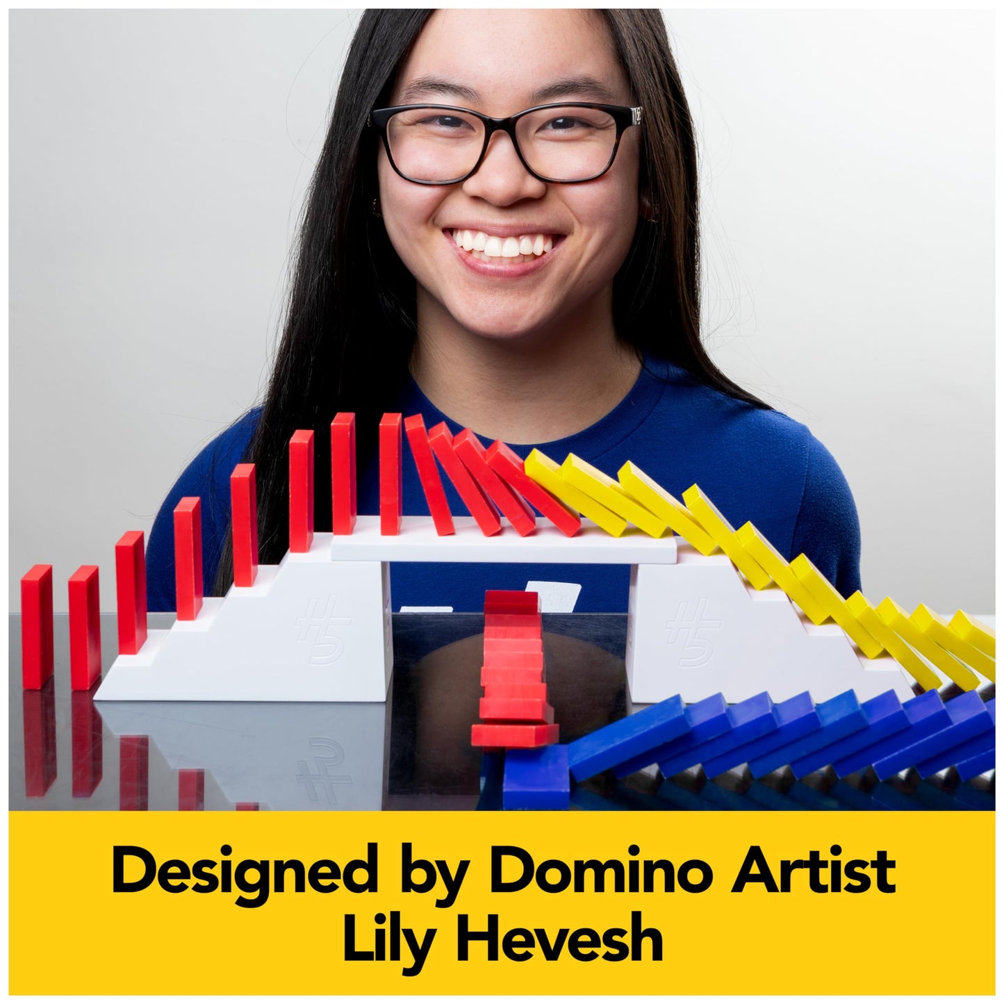 Spin Master Games, Lily Hevesh H5 Domino Creations 100-Piece Neon Dominoes Set, Building Toys for Kids & Family, Classic Activity Game, 1 & Up Players, for Ages 5 & Up