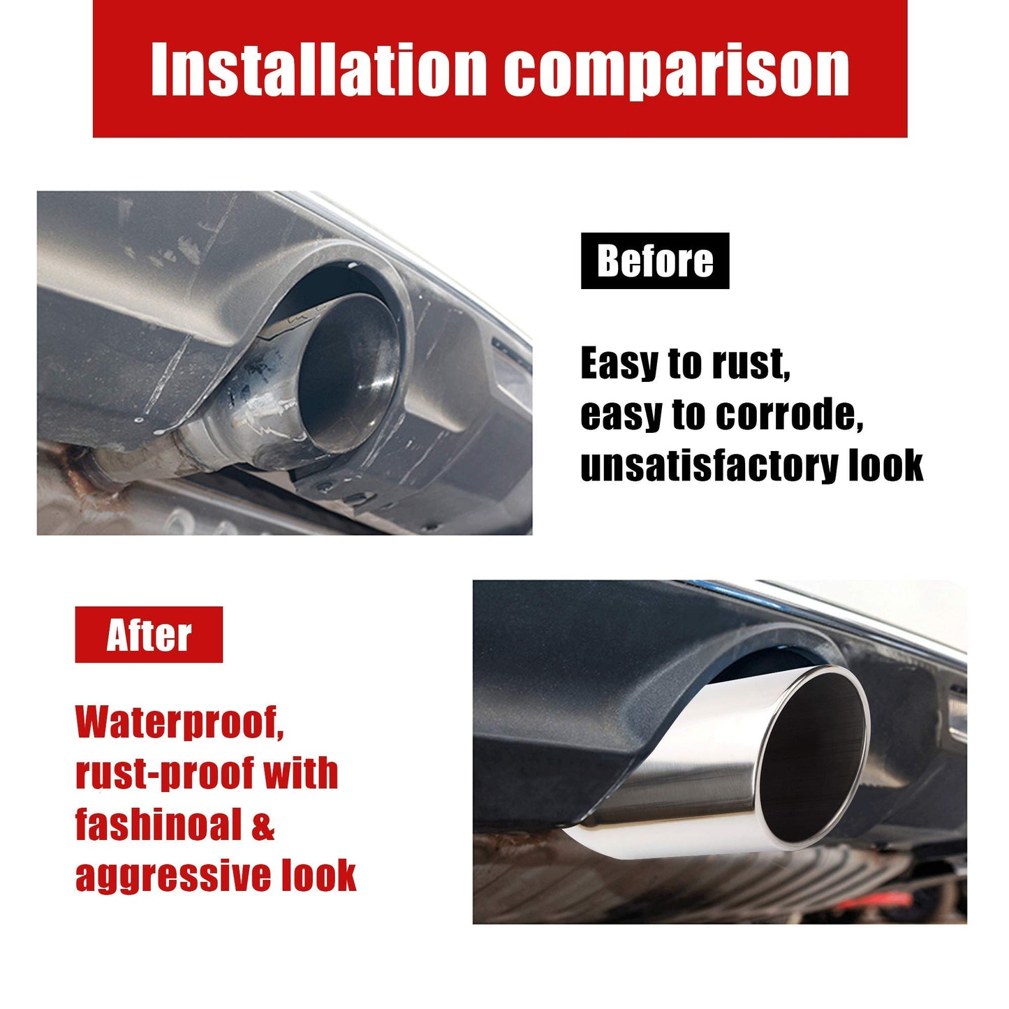4 Inch Inlet Chrome Exhaust Tip, 4" x 6" x 12" Clamp On Design Universal Stainless Steel Diesel Exhaust Tailpipe Tip.